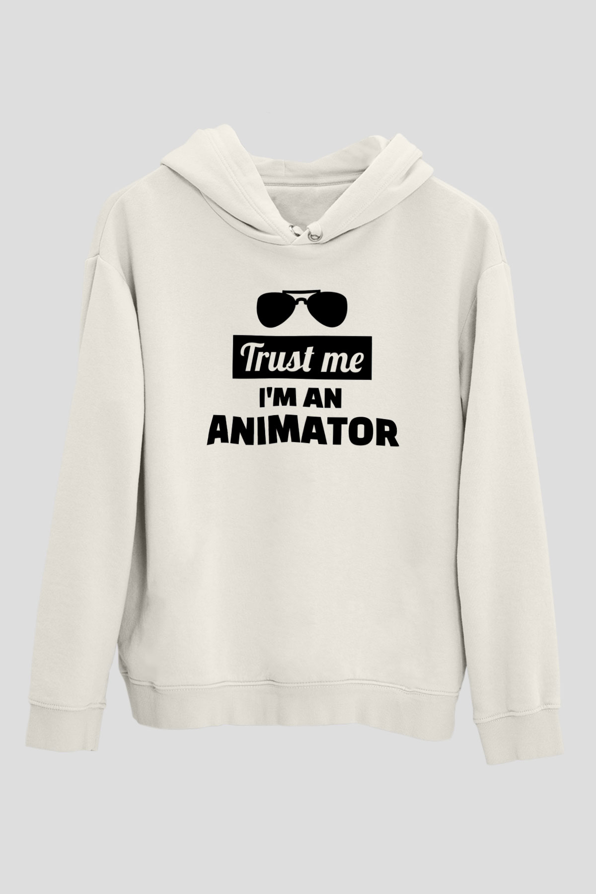 Animatör Beyaz Unisex Kapüşonlu Sweatshirt