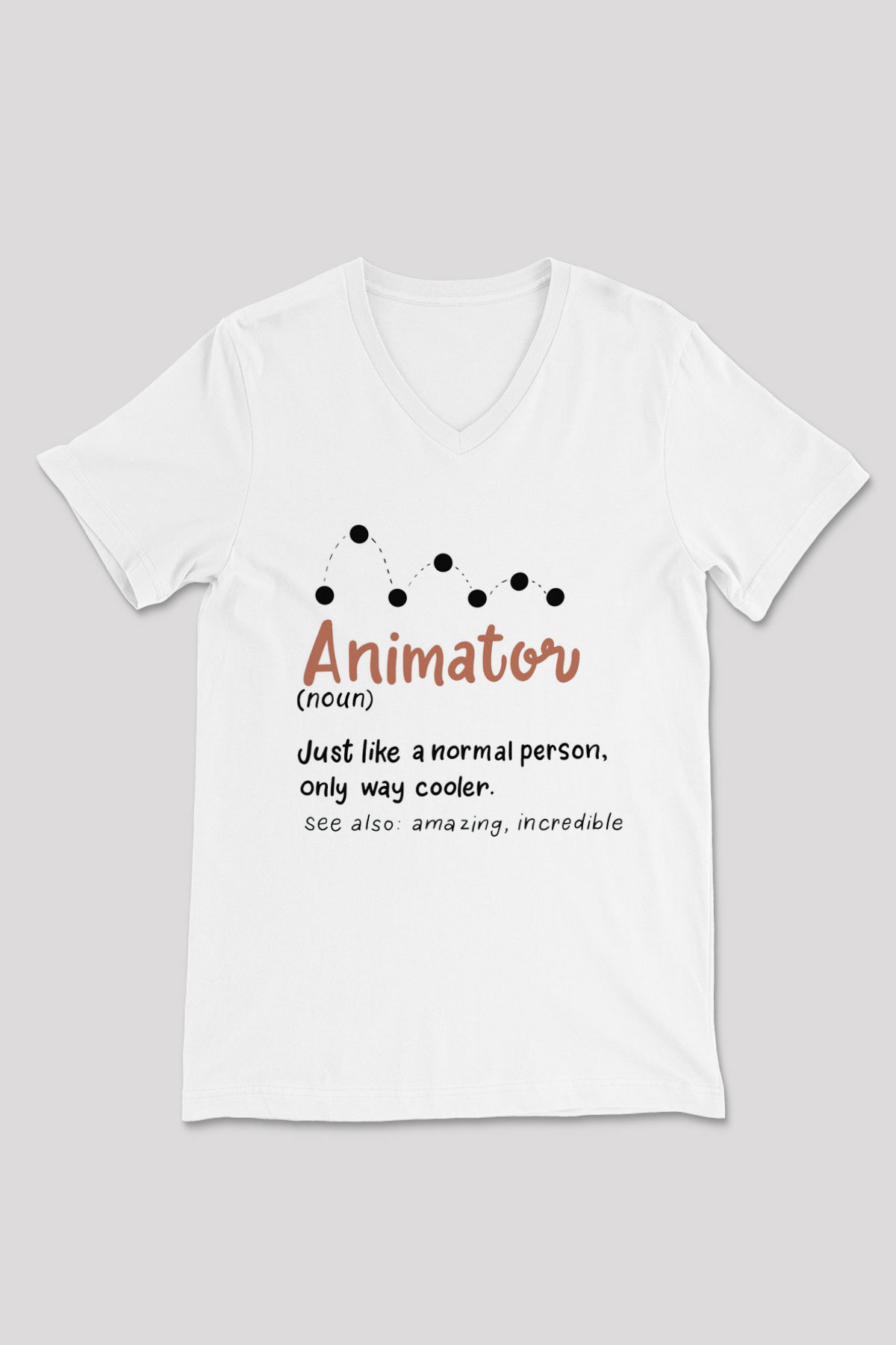 Animatör Beyaz Unisex V Yaka Tişört
