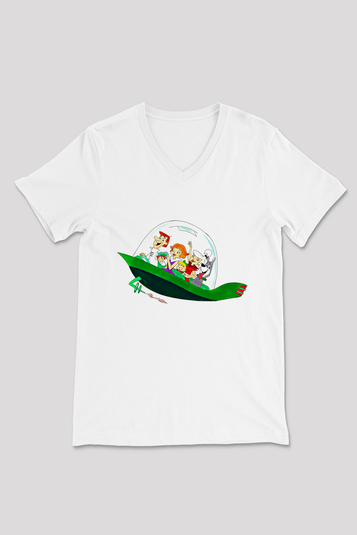 Animatör Beyaz Unisex V Yaka Tişört T-Shirt