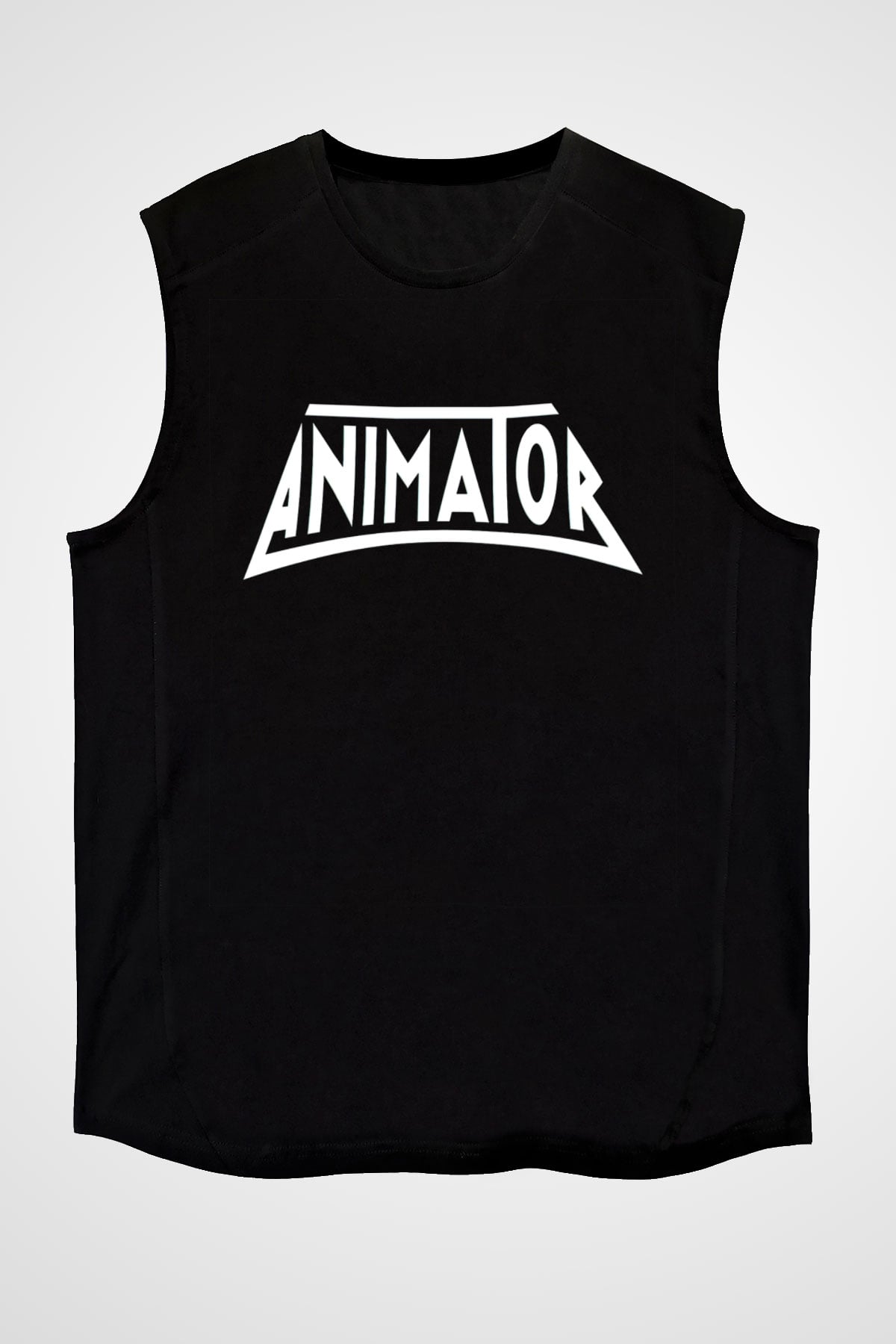 Animatör Siyah Unisex Kolsuz Tişört