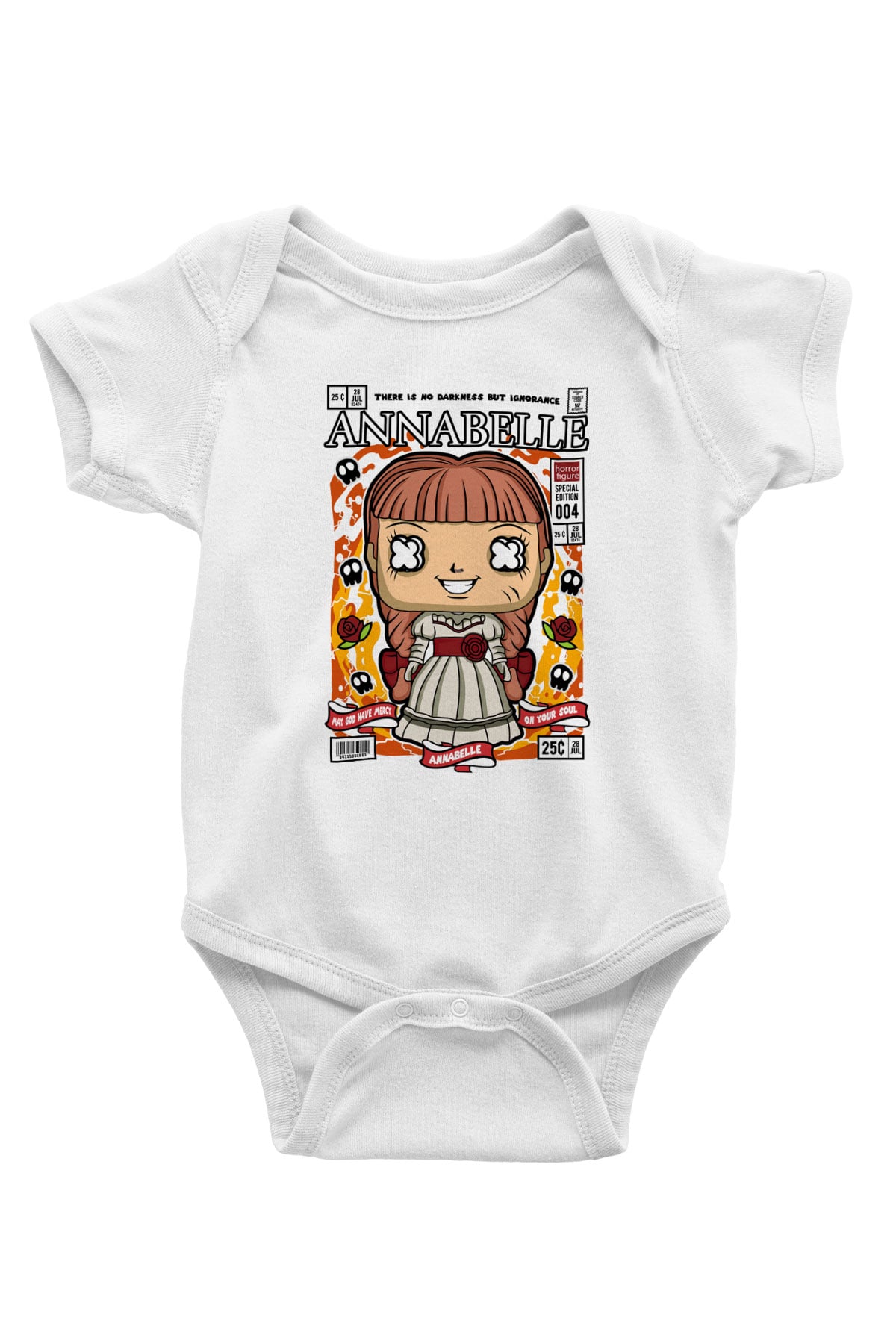 Annabelle Baskılı Unisex Beyaz Bebek Body - Zıbın