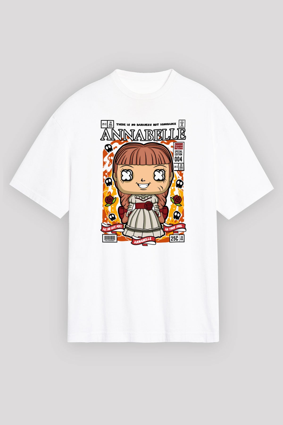 Annabelle Baskılı Unisex Beyaz Oversize Tişört