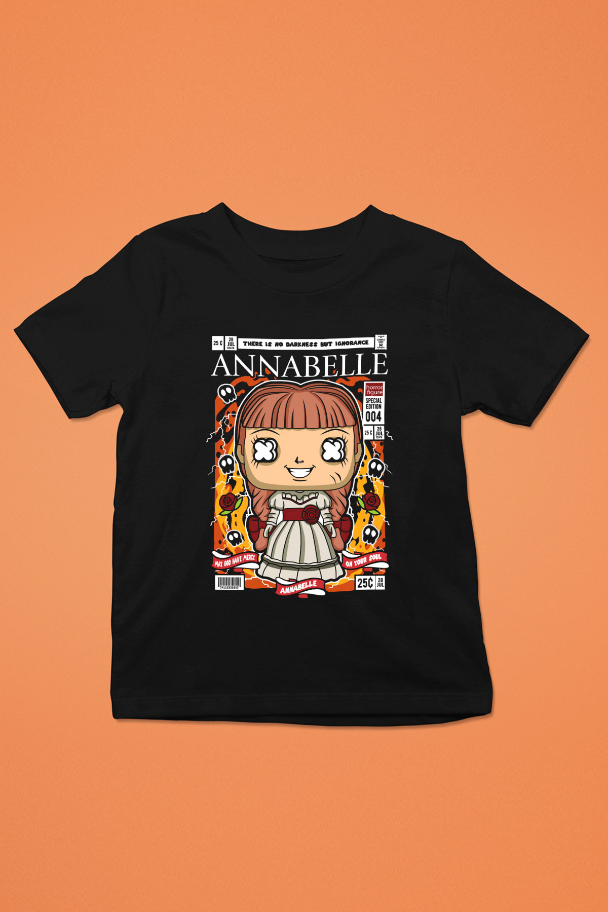Annabelle Baskılı Unisex Siyah Çocuk Tişört