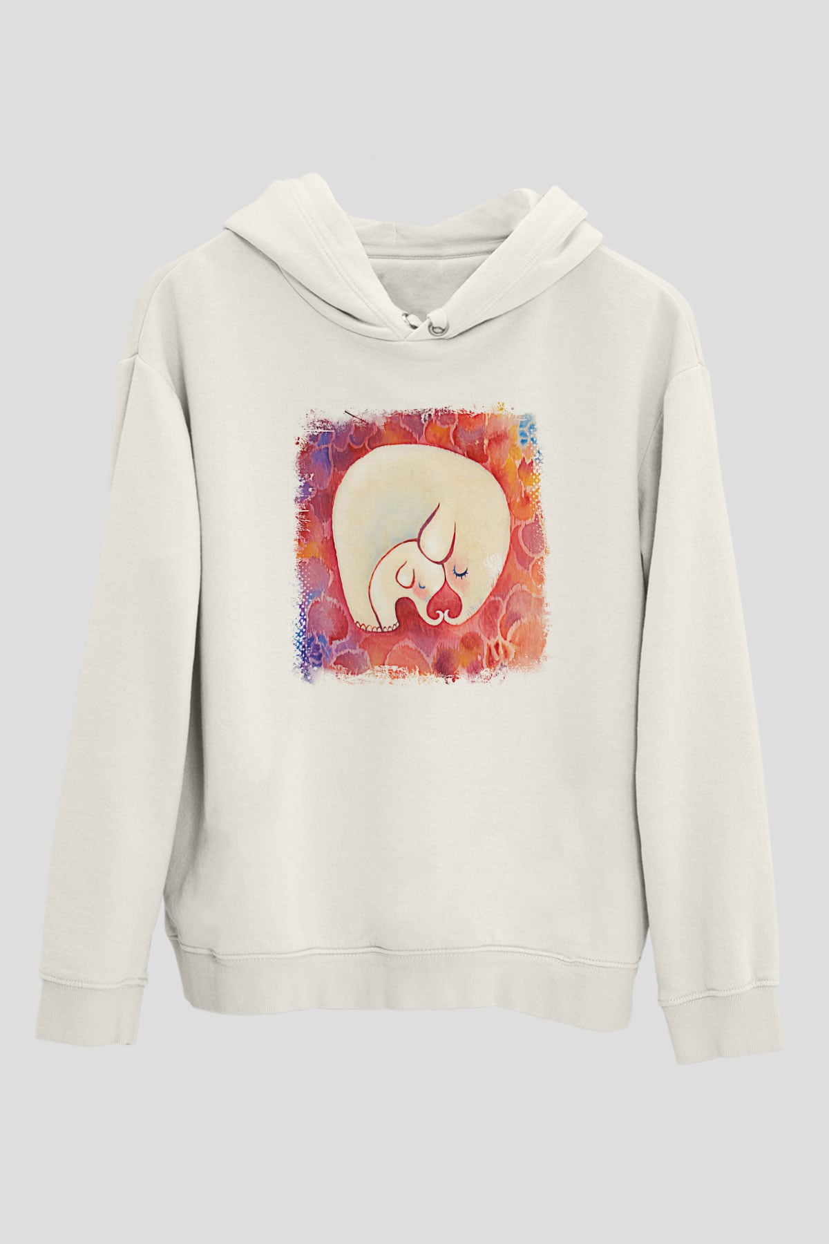 Anneler Günü Baskılı Beyaz Unisex Hoodie