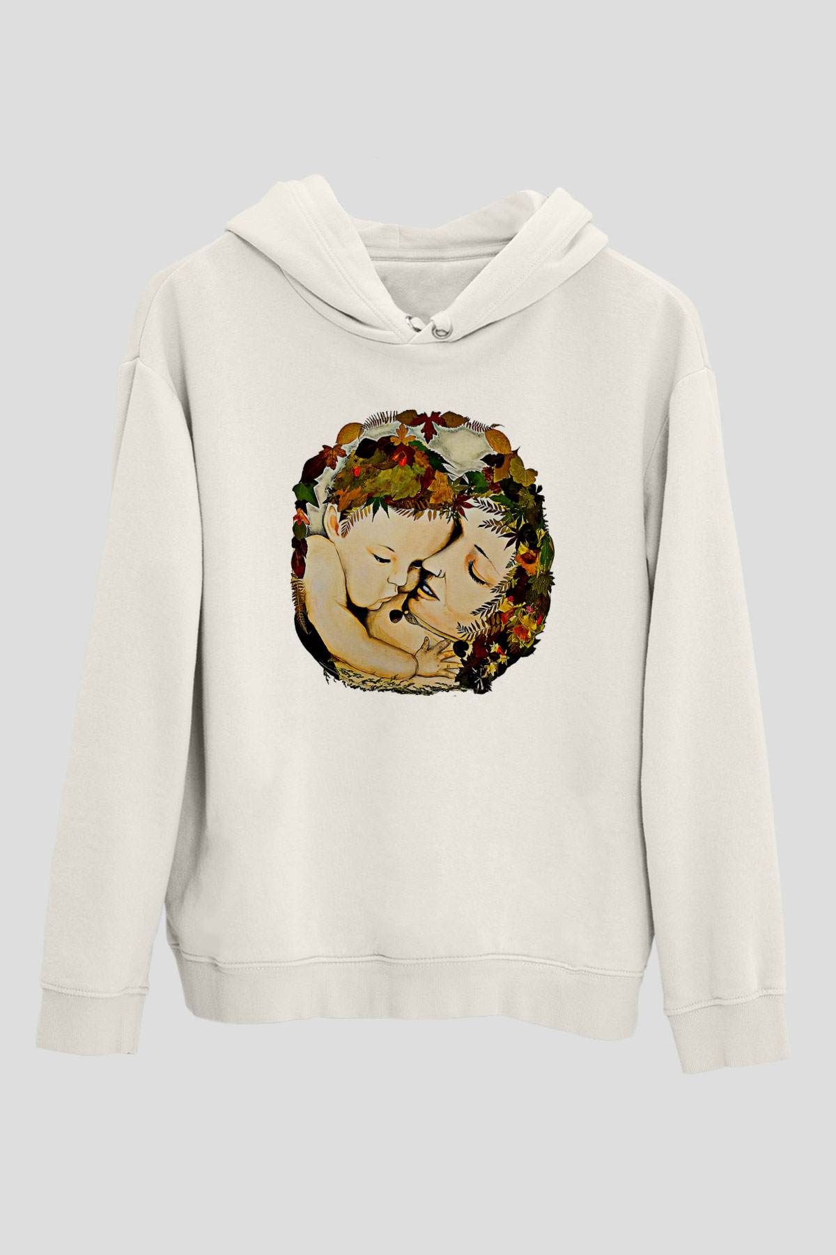 Anneler Günü Baskılı Beyaz Unisex Hoodie