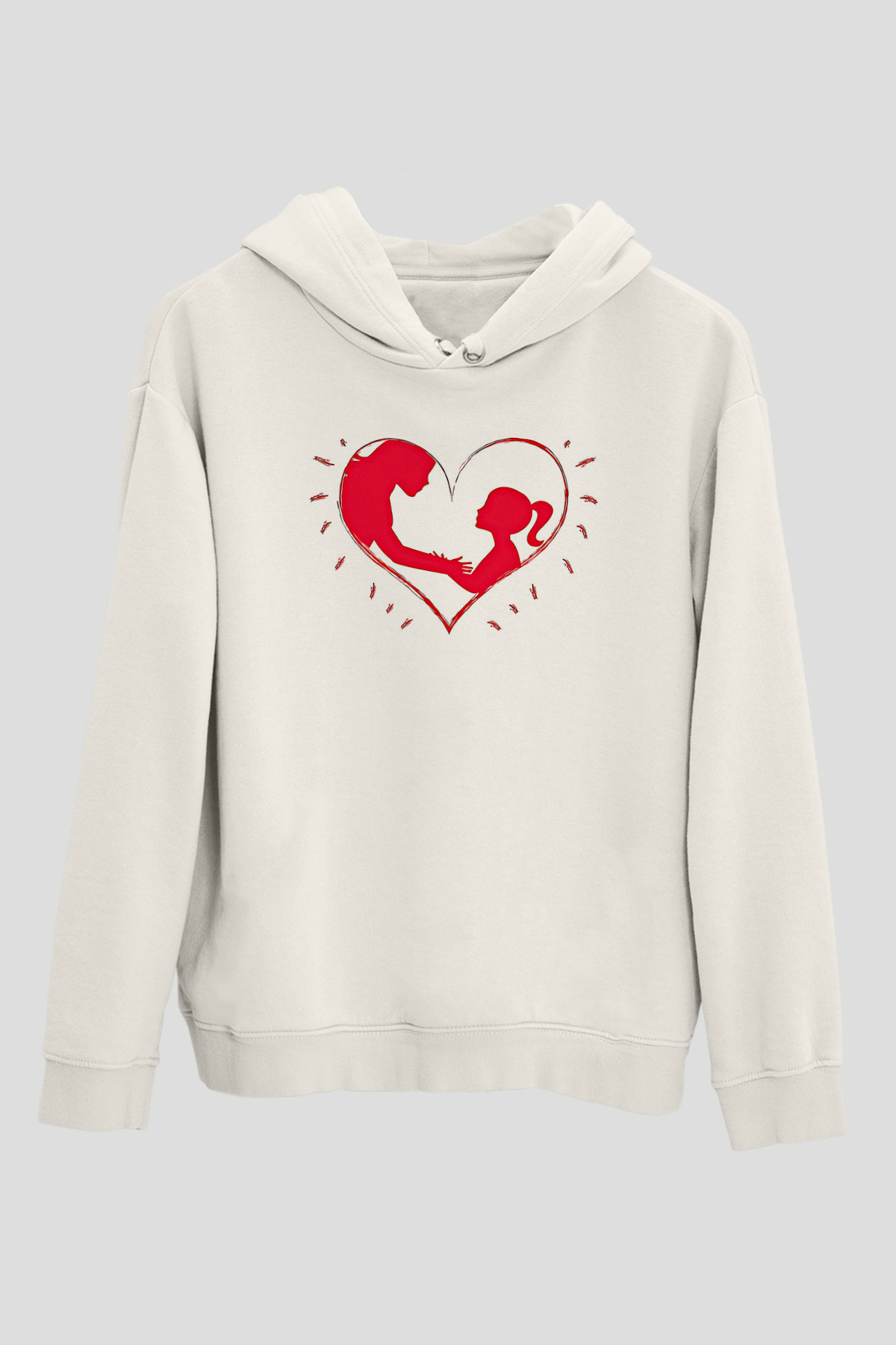 Anneler Günü Baskılı Beyaz Unisex Hoodie