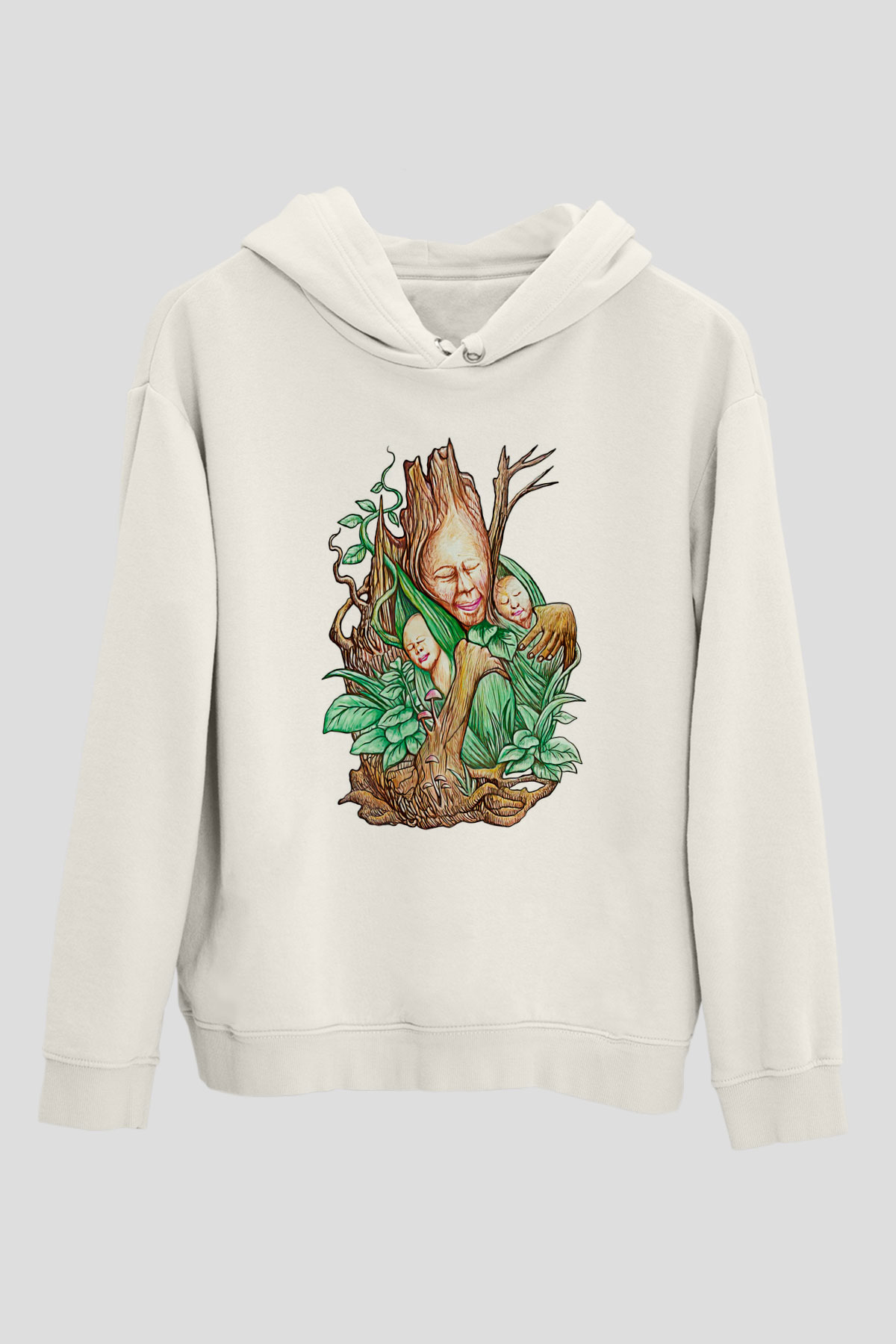 Anneler Günü Baskılı Beyaz Unisex Hoodie