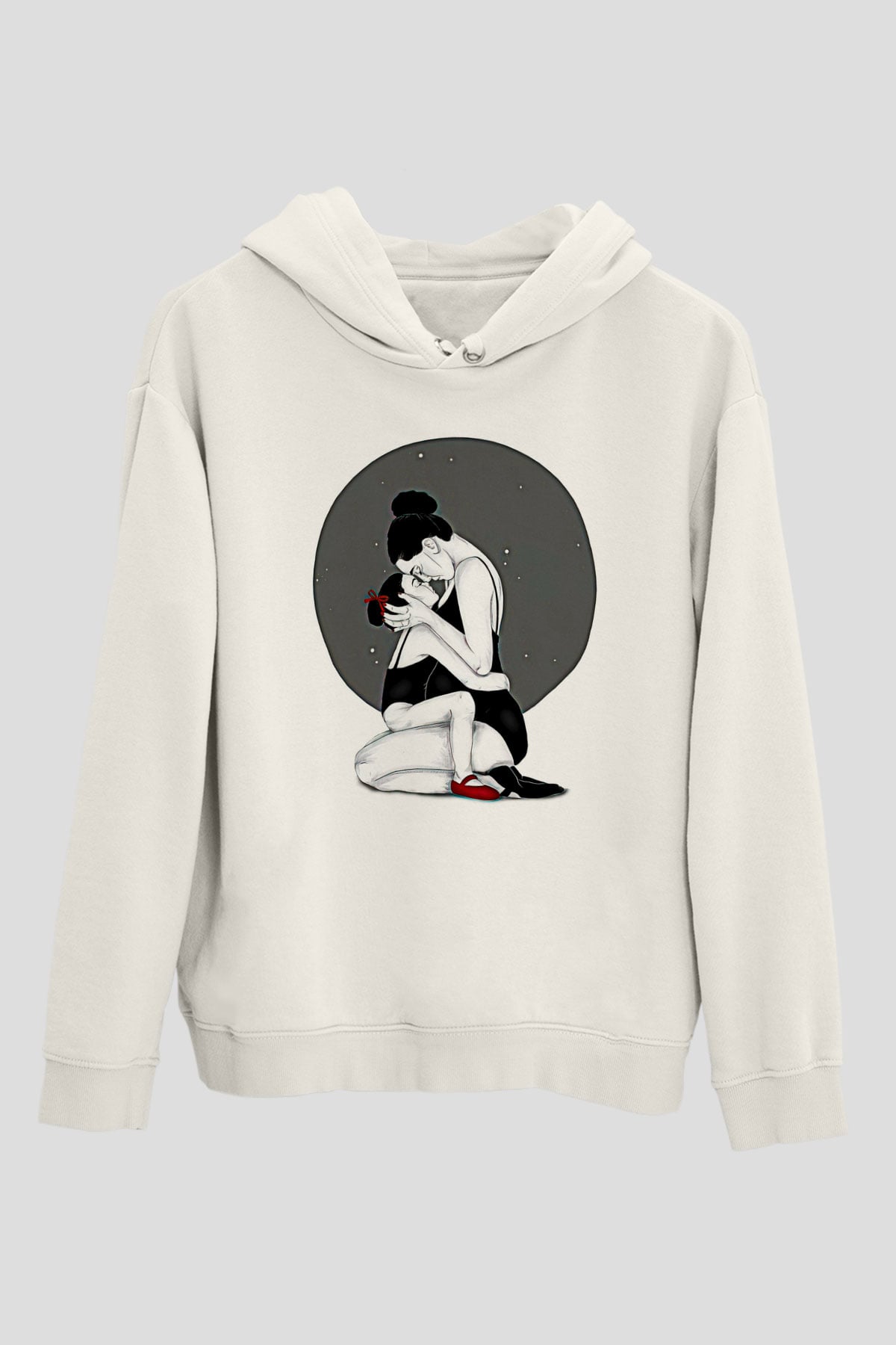 Anneler Günü Baskılı Beyaz Unisex Hoodie