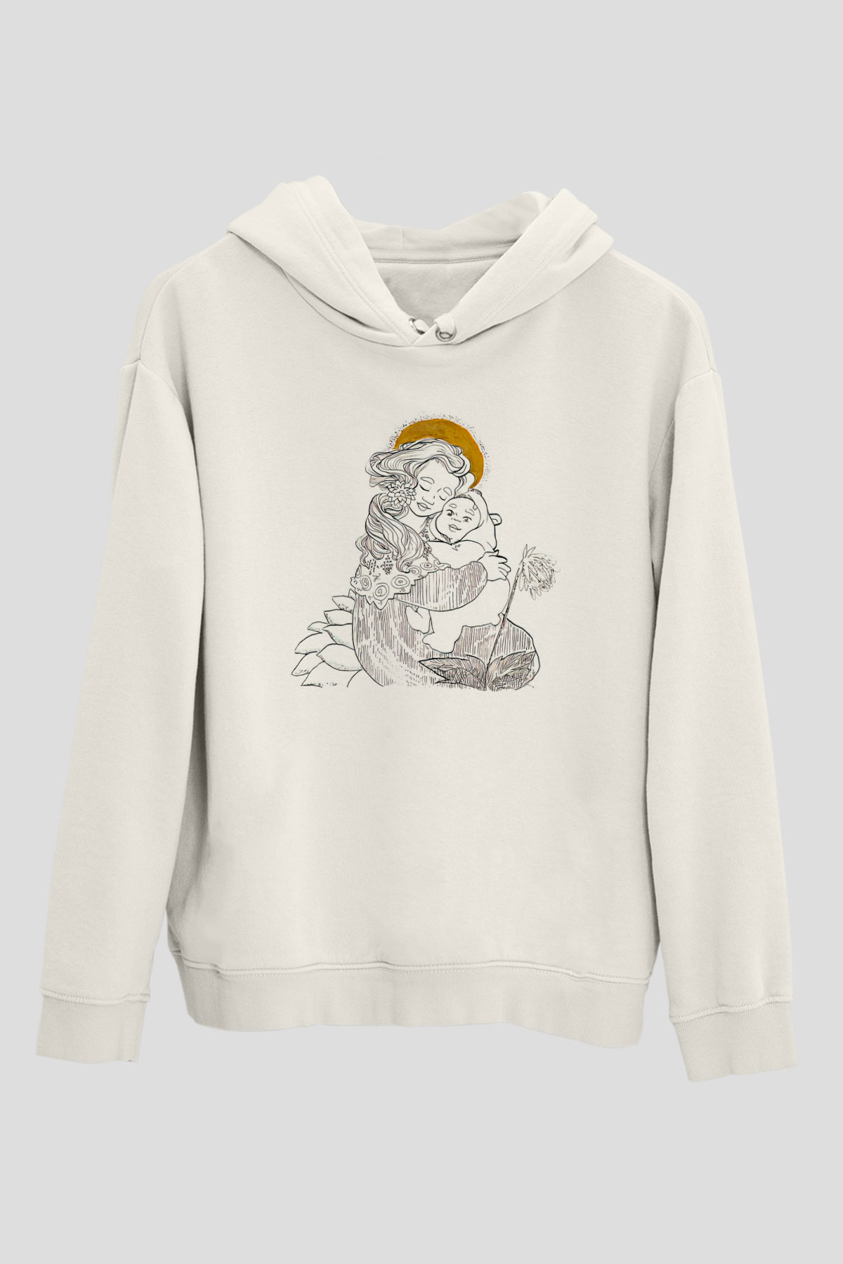 Anneler Günü Baskılı Beyaz Unisex Hoodie