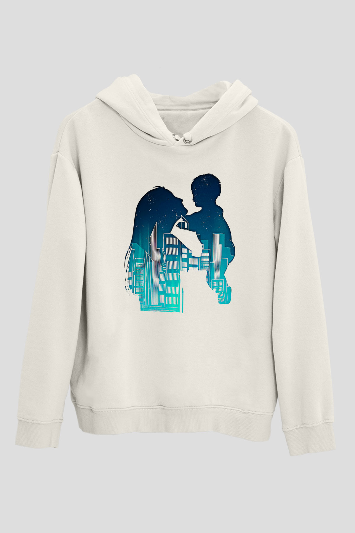 Anneler Günü Baskılı Beyaz Unisex Hoodie
