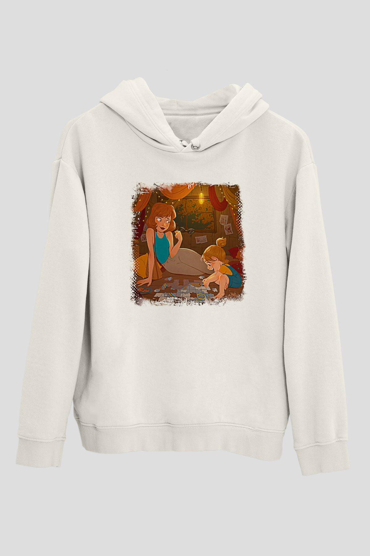 Anneler Günü Baskılı Beyaz Unisex Hoodie