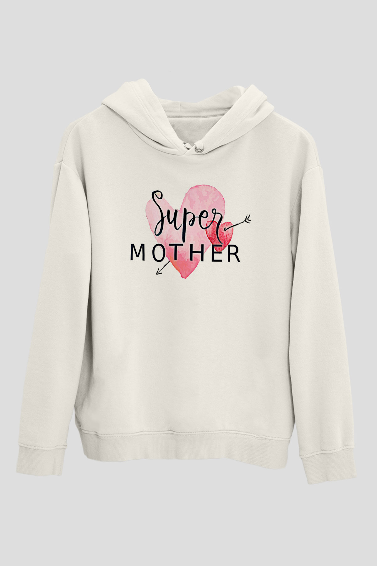Anneler Günü Baskılı Beyaz Unisex Hoodie