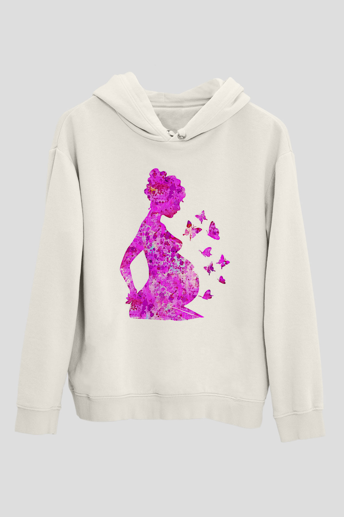 Anneler Günü Baskılı Beyaz Unisex Hoodie