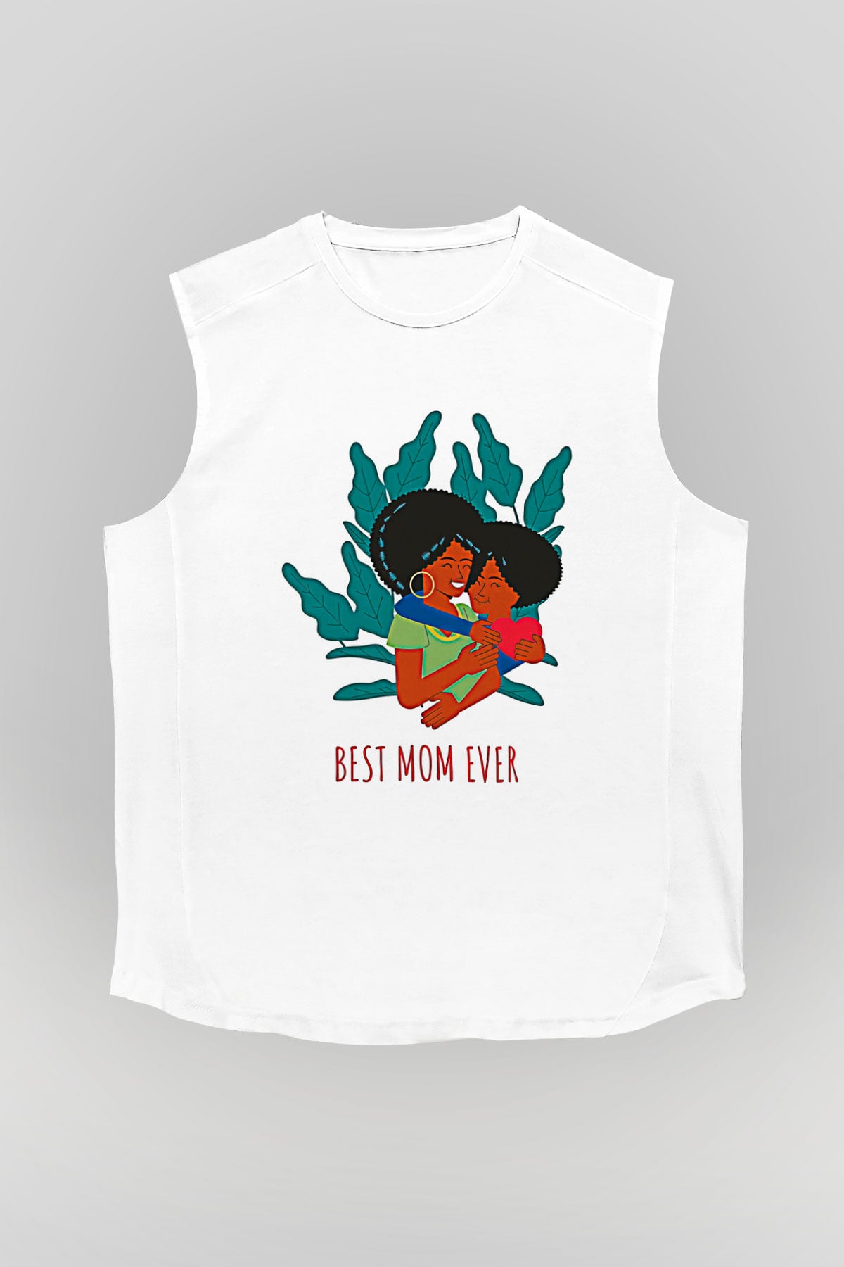Anneler Günü Baskılı Beyaz Unisex Kolsuz Tişört - Tshirt