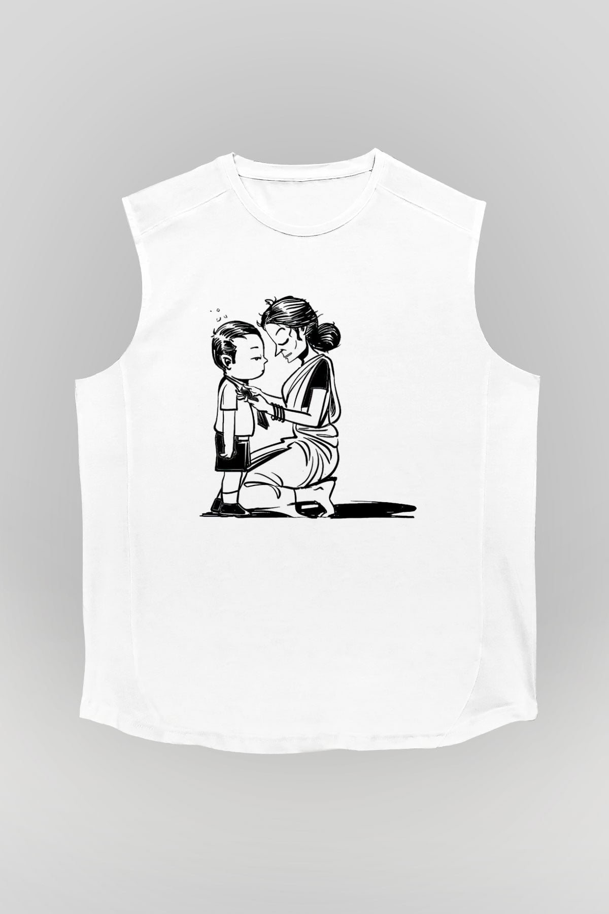 Anneler Günü Baskılı Beyaz Unisex Kolsuz Tişört - Tshirt