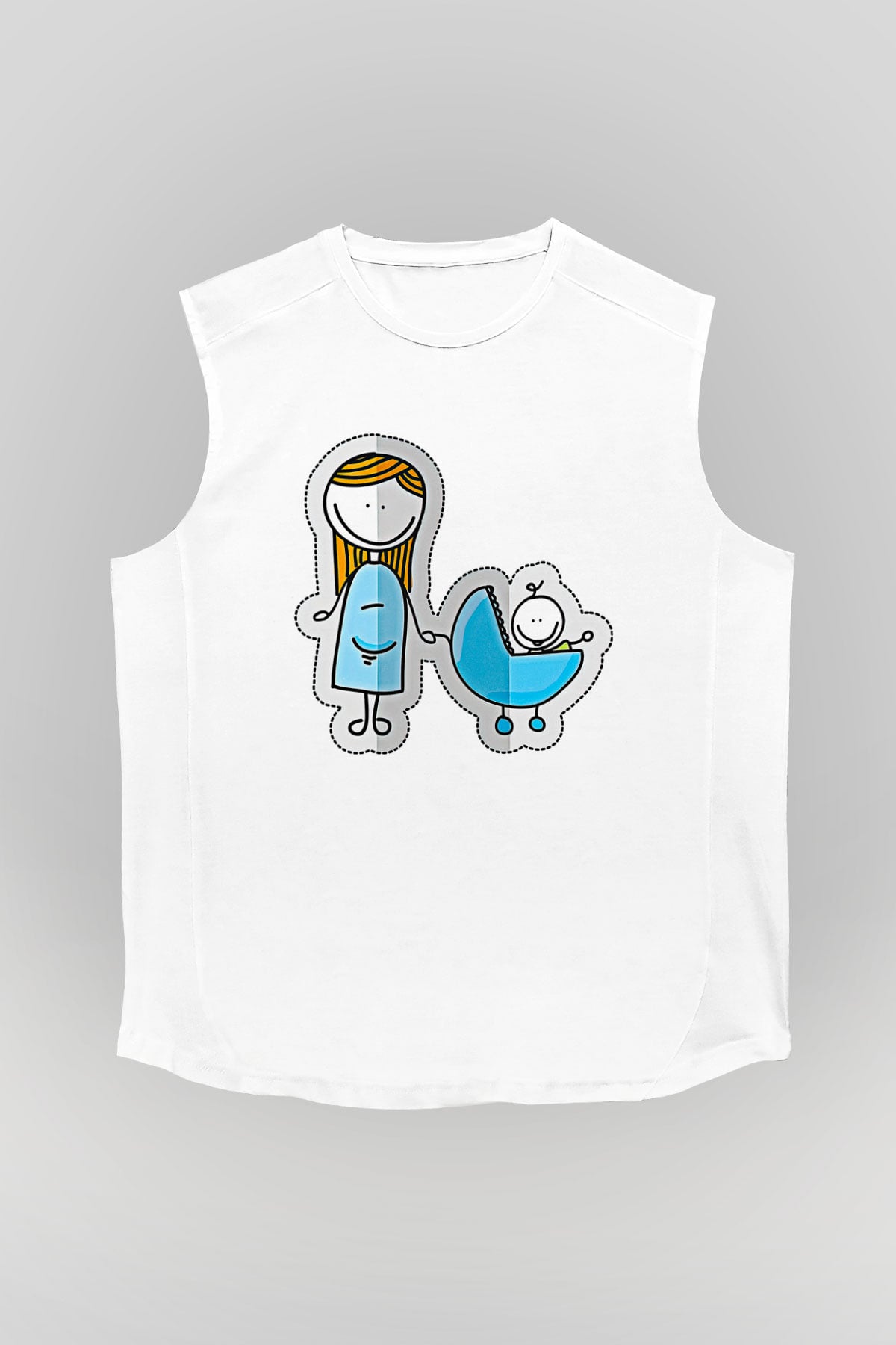 Anneler Günü Baskılı Beyaz Unisex Kolsuz Tişört - Tshirt
