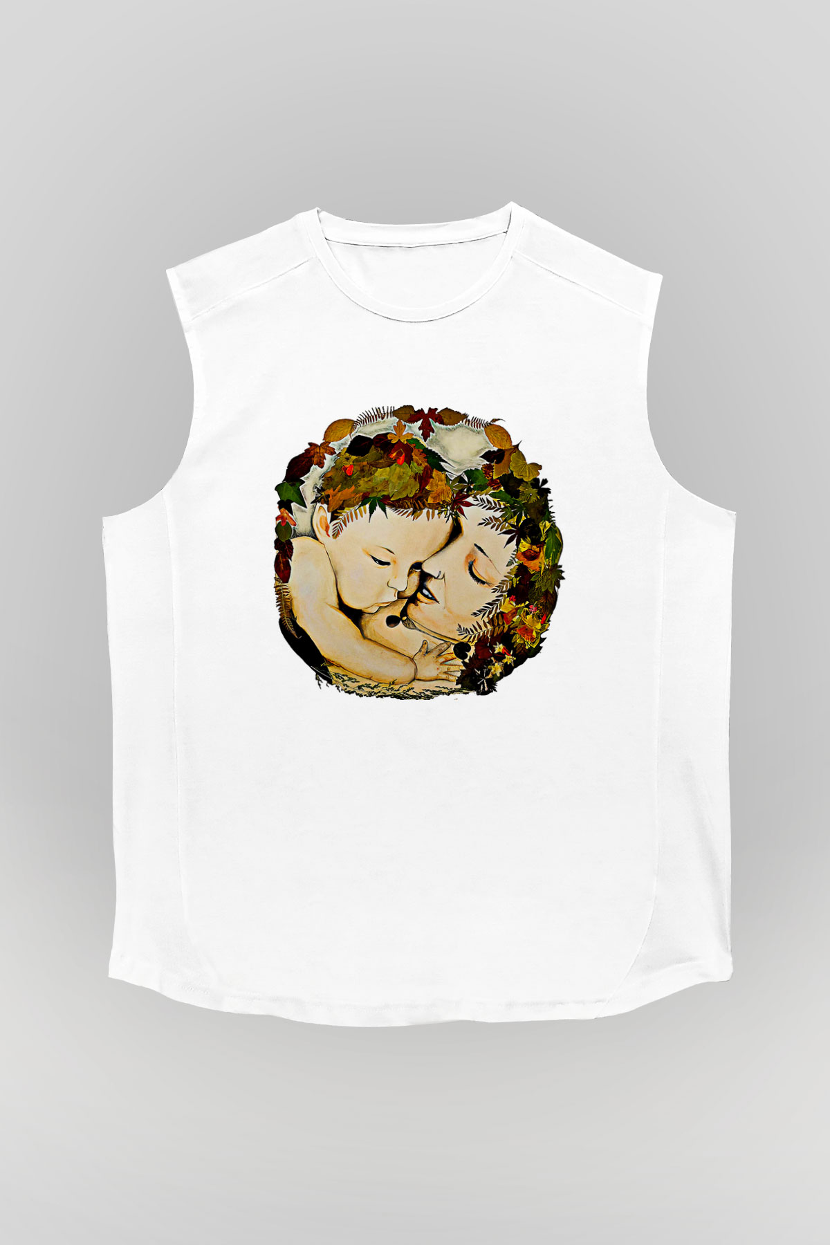 Anneler Günü Baskılı Beyaz Unisex Kolsuz Tişört - Tshirt