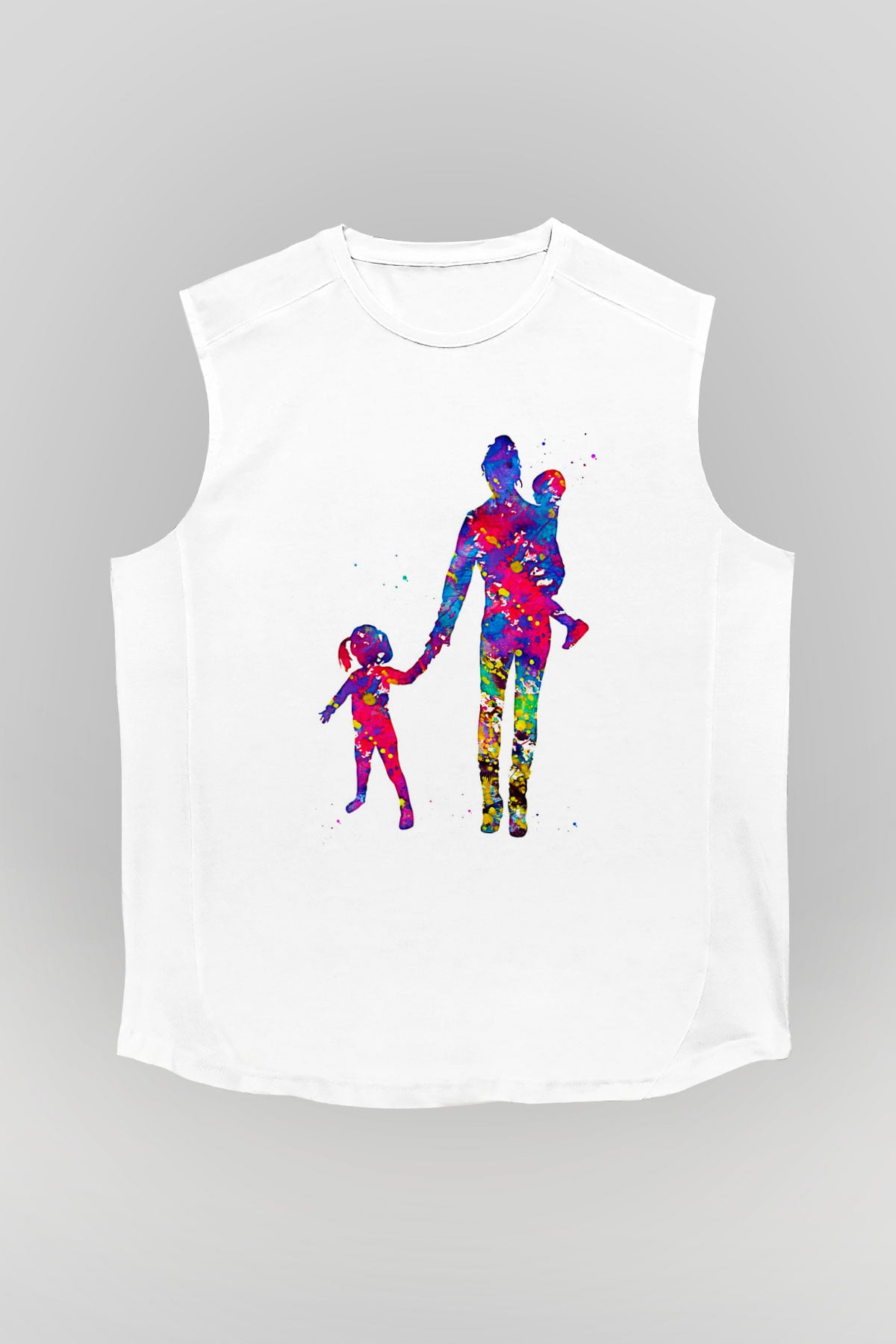 Anneler Günü Baskılı Beyaz Unisex Kolsuz Tişört - Tshirt