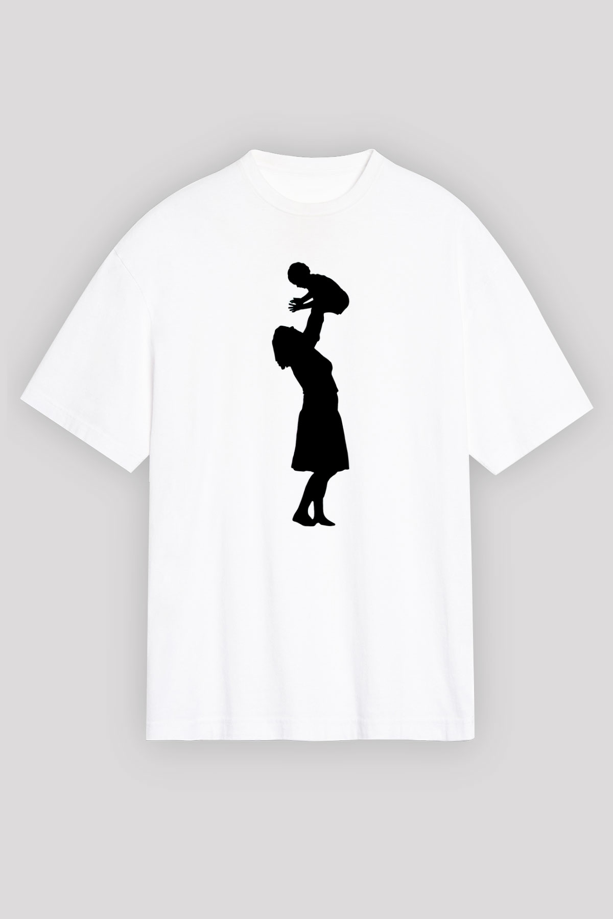 Anneler Günü Baskılı Beyaz Unisex Oversize Tişört - Tshirt