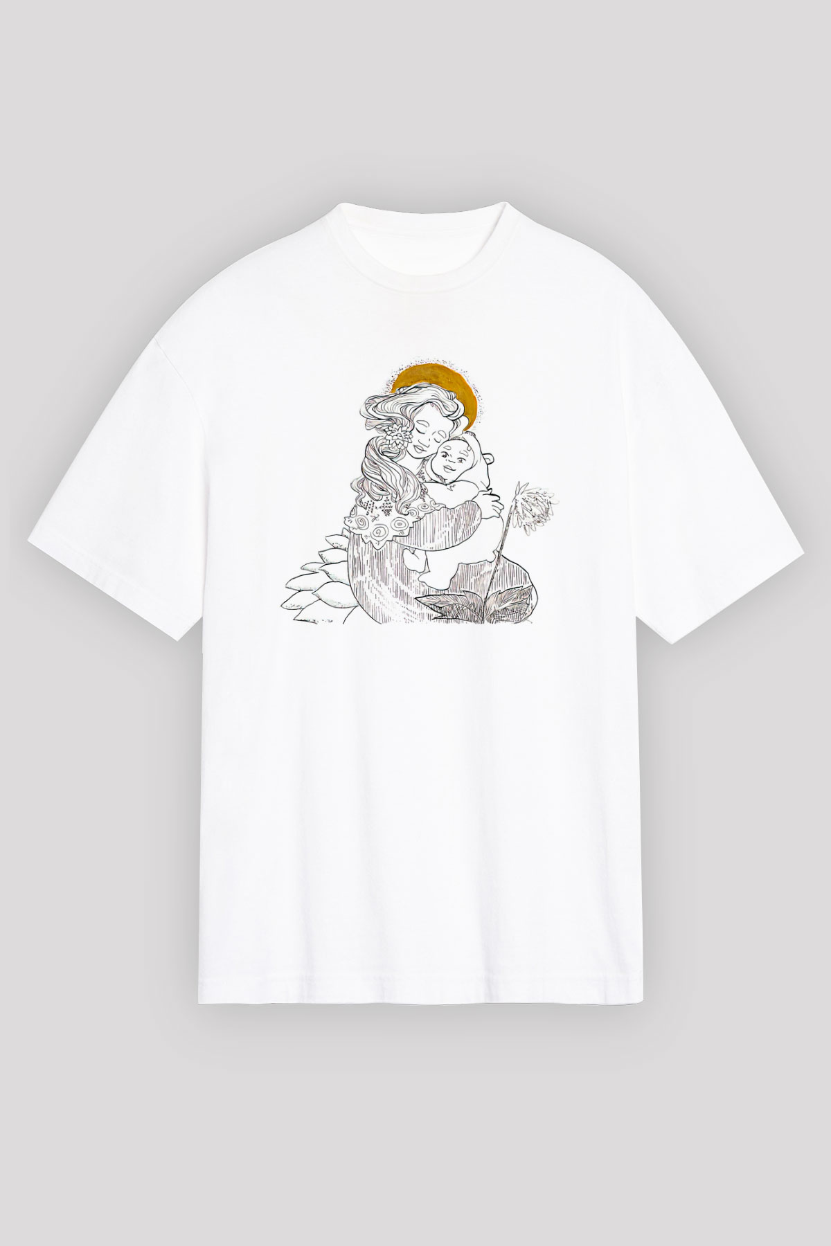 Anneler Günü Baskılı Beyaz Unisex Oversize Tişört - Tshirt
