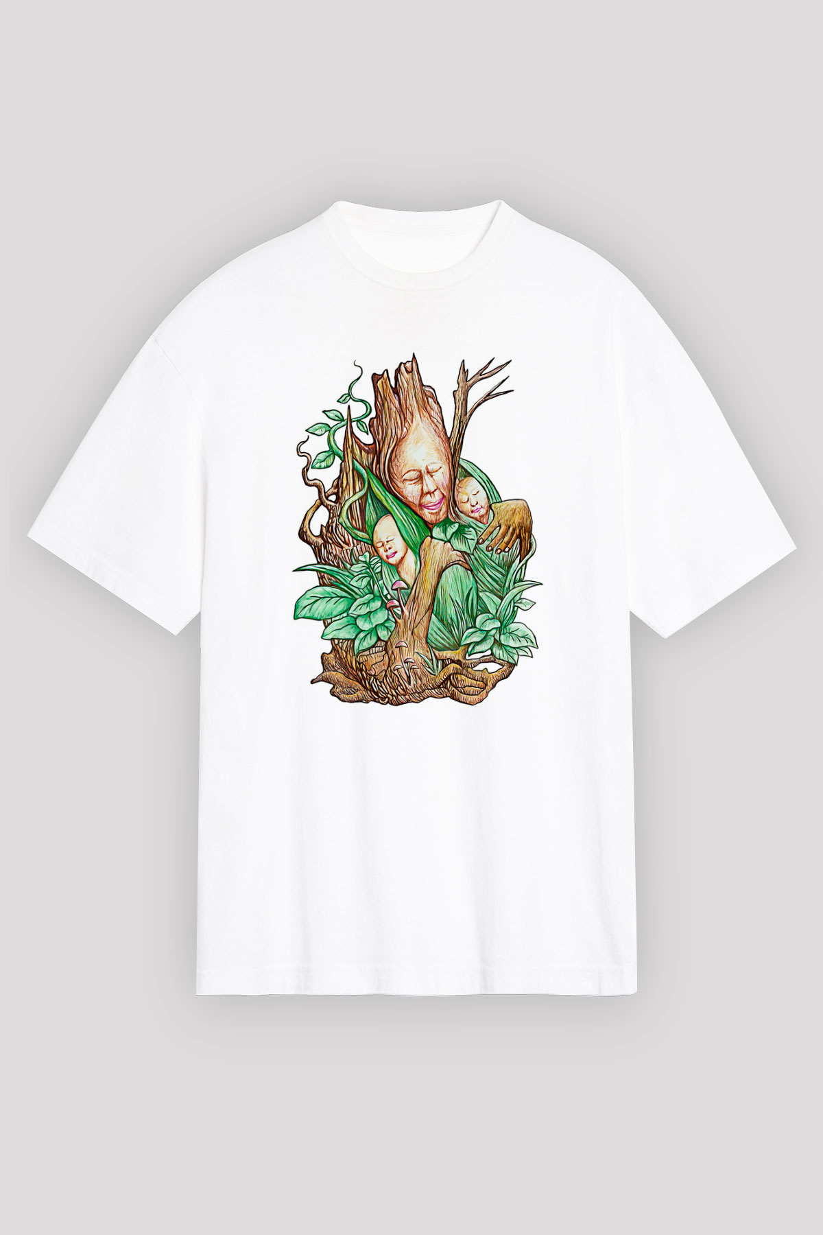 Anneler Günü Baskılı Beyaz Unisex Oversize Tişört - Tshirt