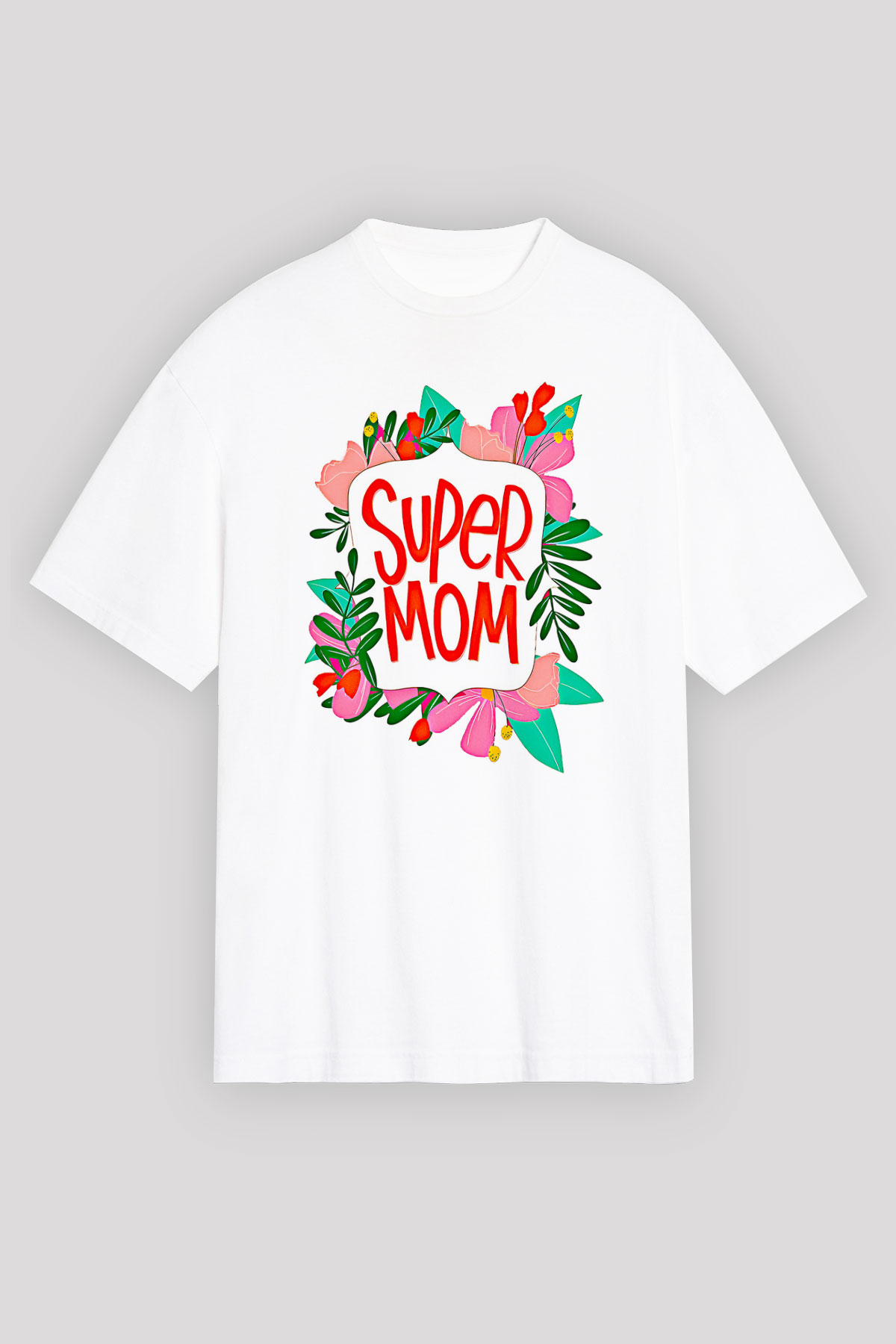 Anneler Günü Baskılı Beyaz Unisex Oversize Tişört - Tshirt