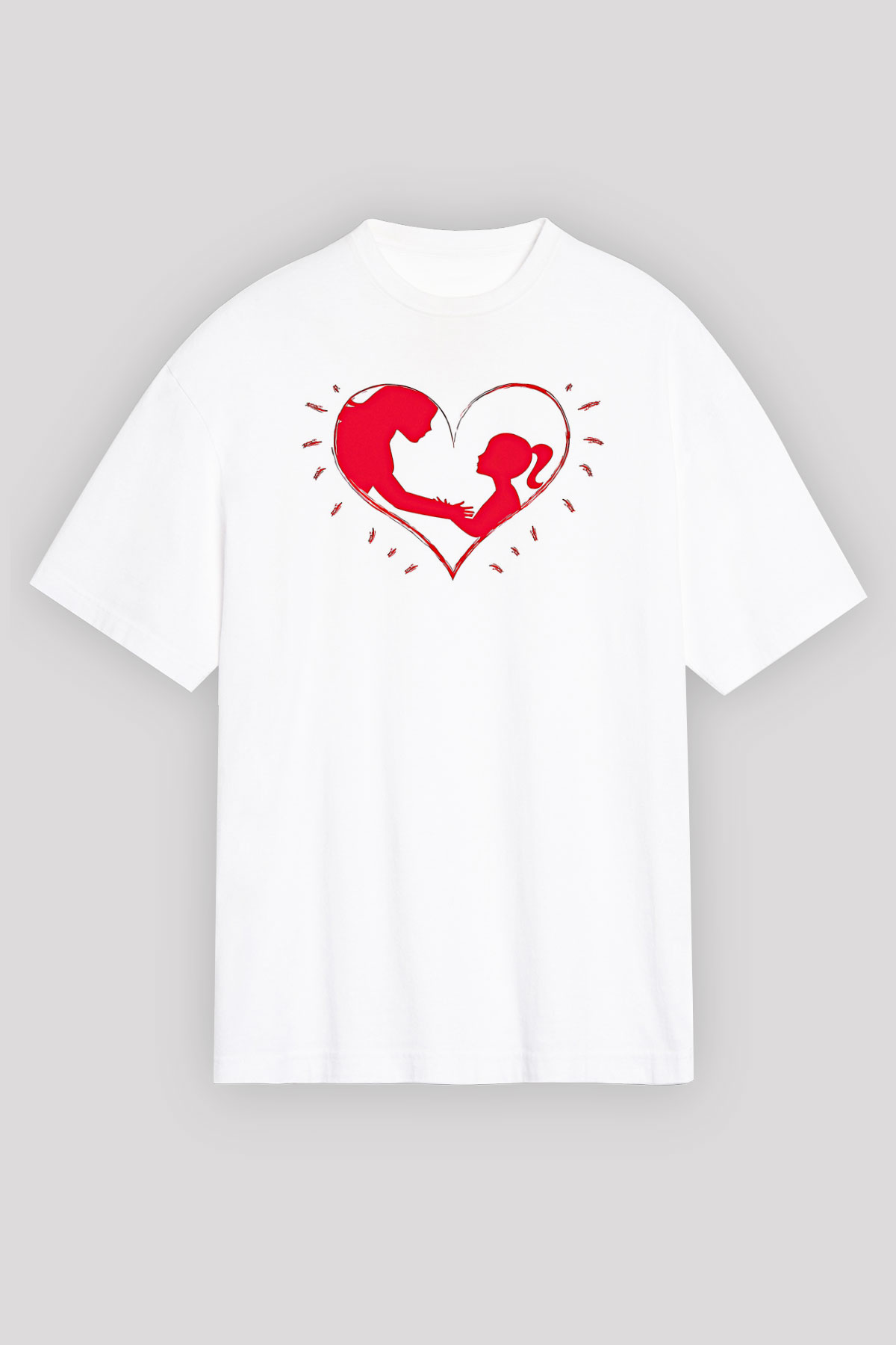 Anneler Günü Baskılı Beyaz Unisex Oversize Tişört - Tshirt
