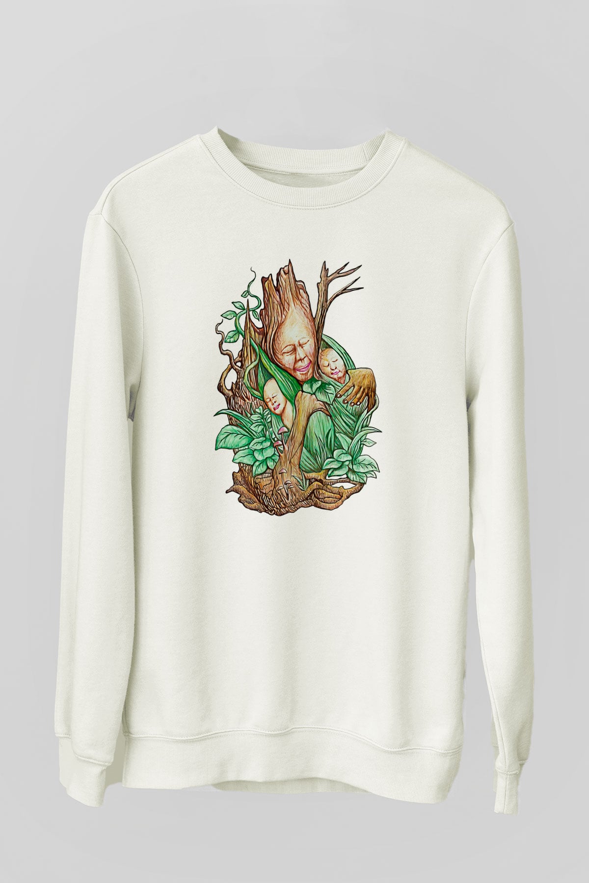 Anneler Günü Baskılı Beyaz Unisex Sweatshirt