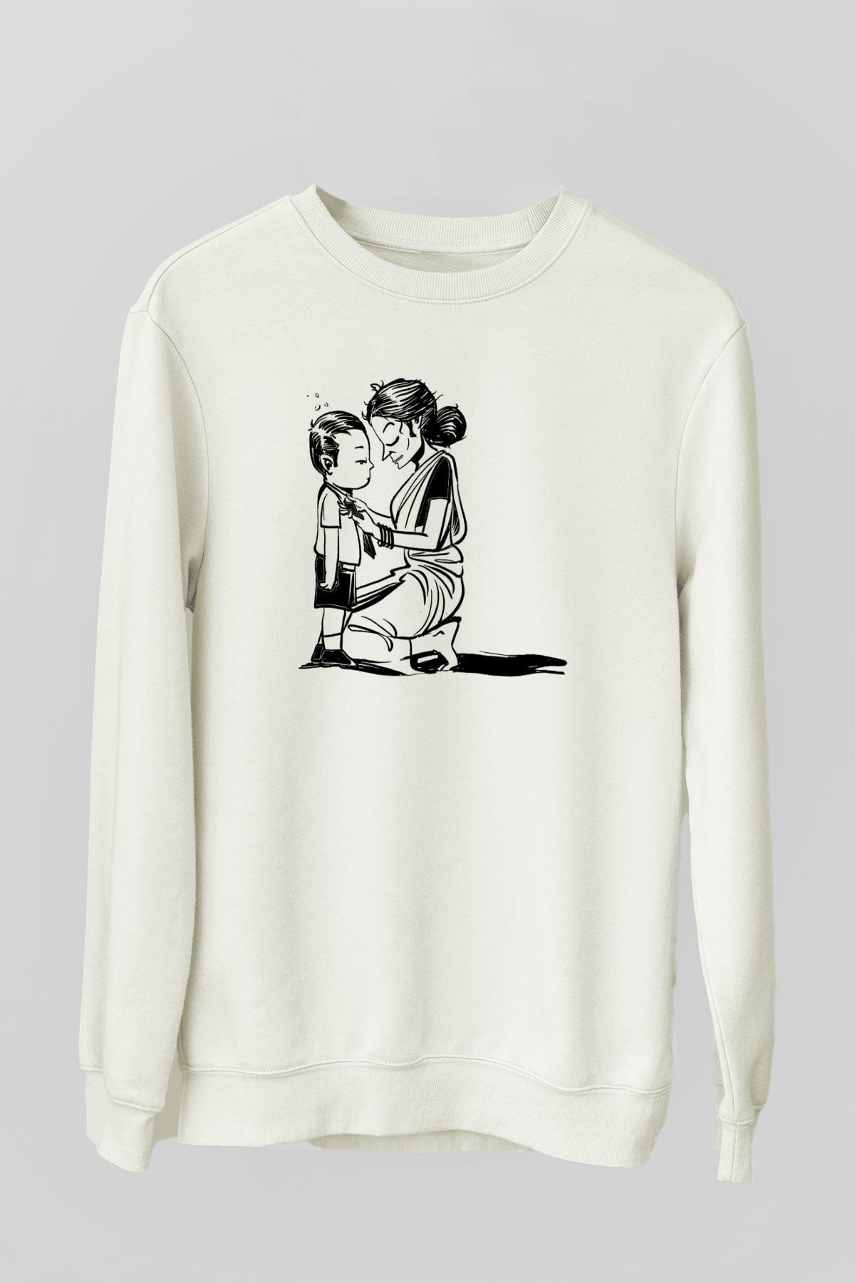 Anneler Günü Baskılı Beyaz Unisex Sweatshirt