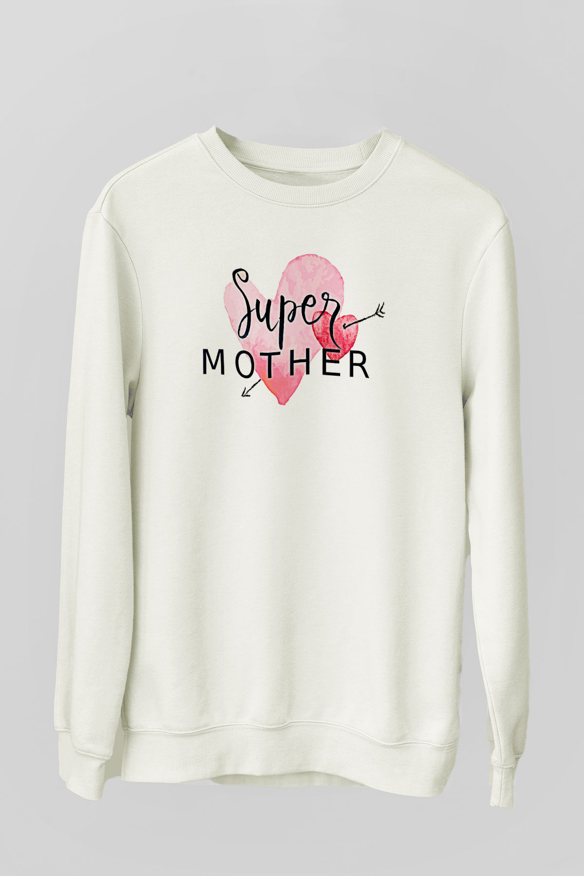 Anneler Günü Baskılı Beyaz Unisex Sweatshirt