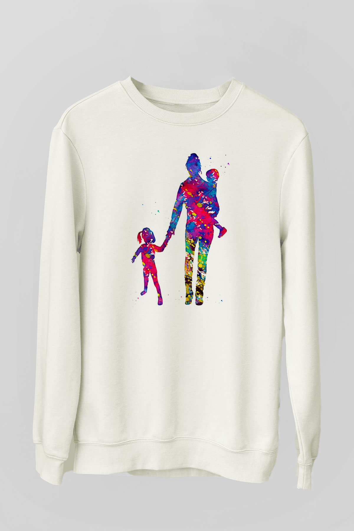 Anneler Günü Baskılı Beyaz Unisex Sweatshirt