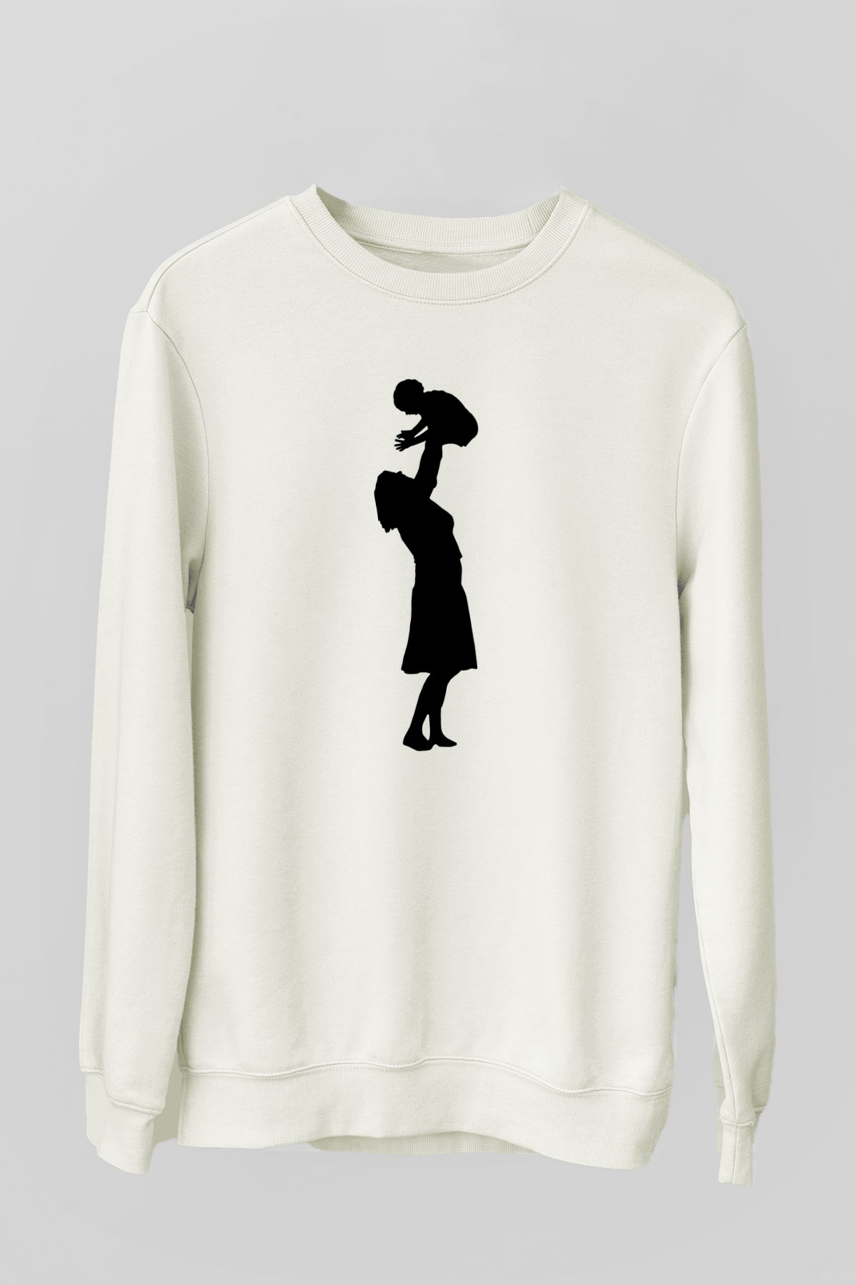 Anneler Günü Baskılı Beyaz Unisex Sweatshirt