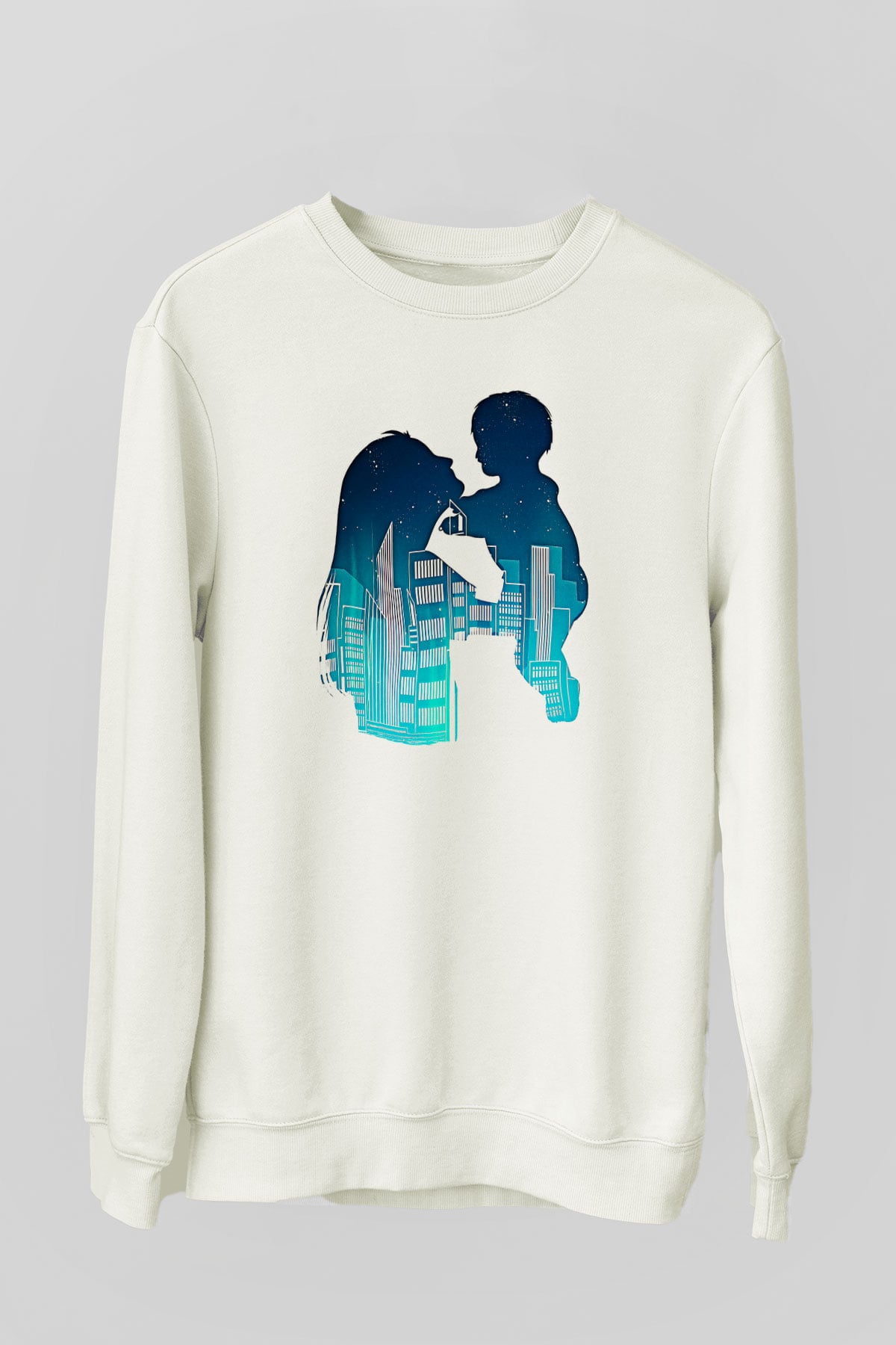 Anneler Günü Baskılı Beyaz Unisex Sweatshirt