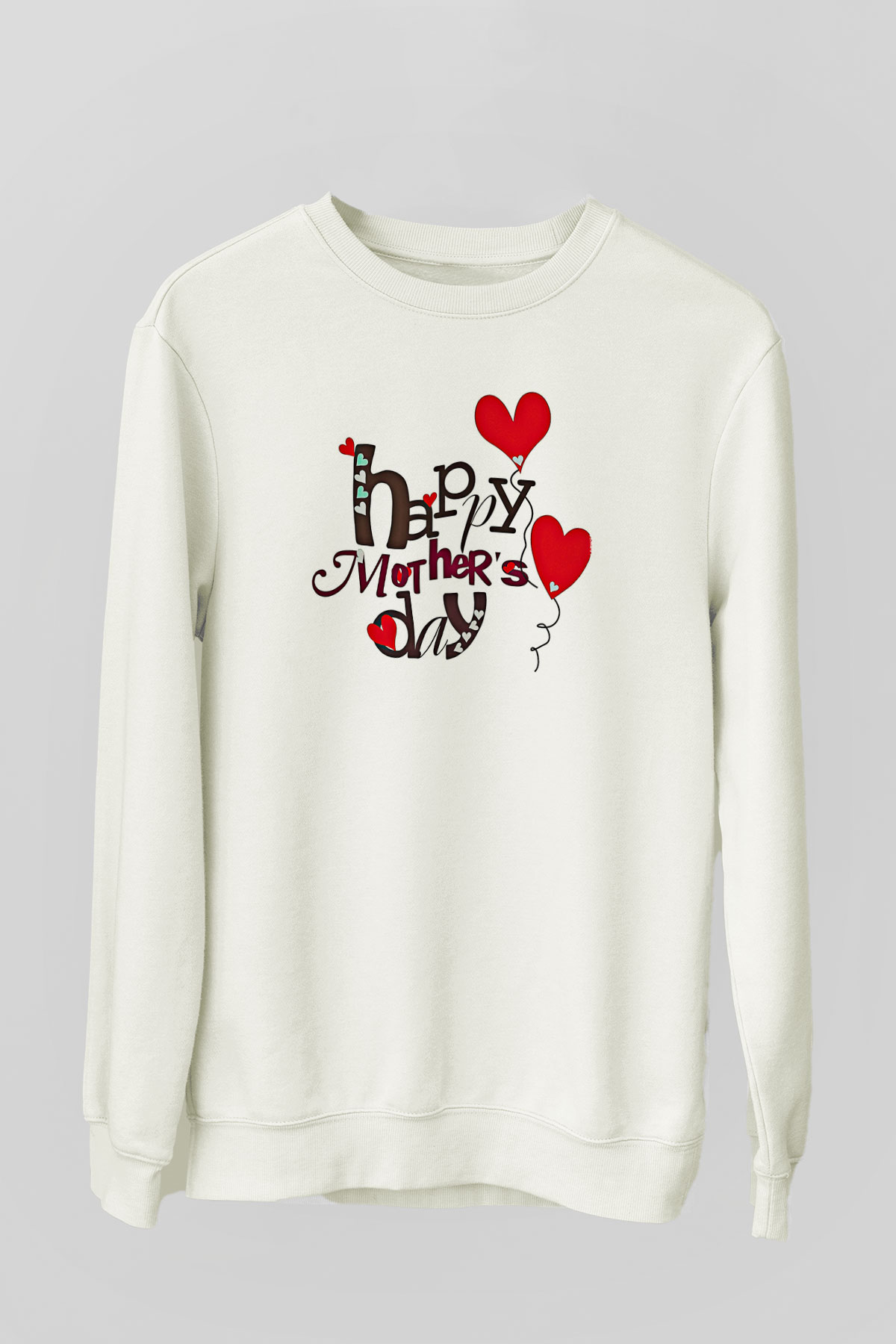 Anneler Günü Baskılı Beyaz Unisex Sweatshirt