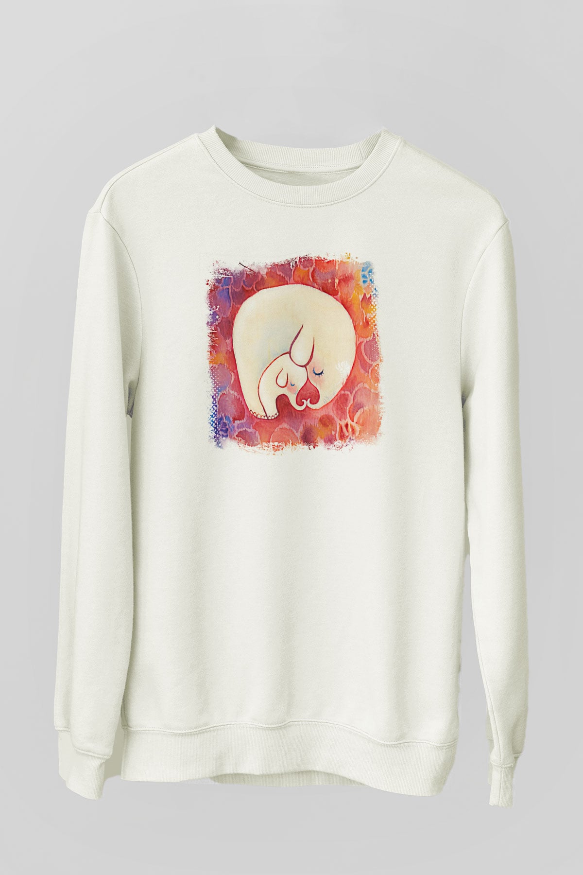 Anneler Günü Baskılı Beyaz Unisex Sweatshirt