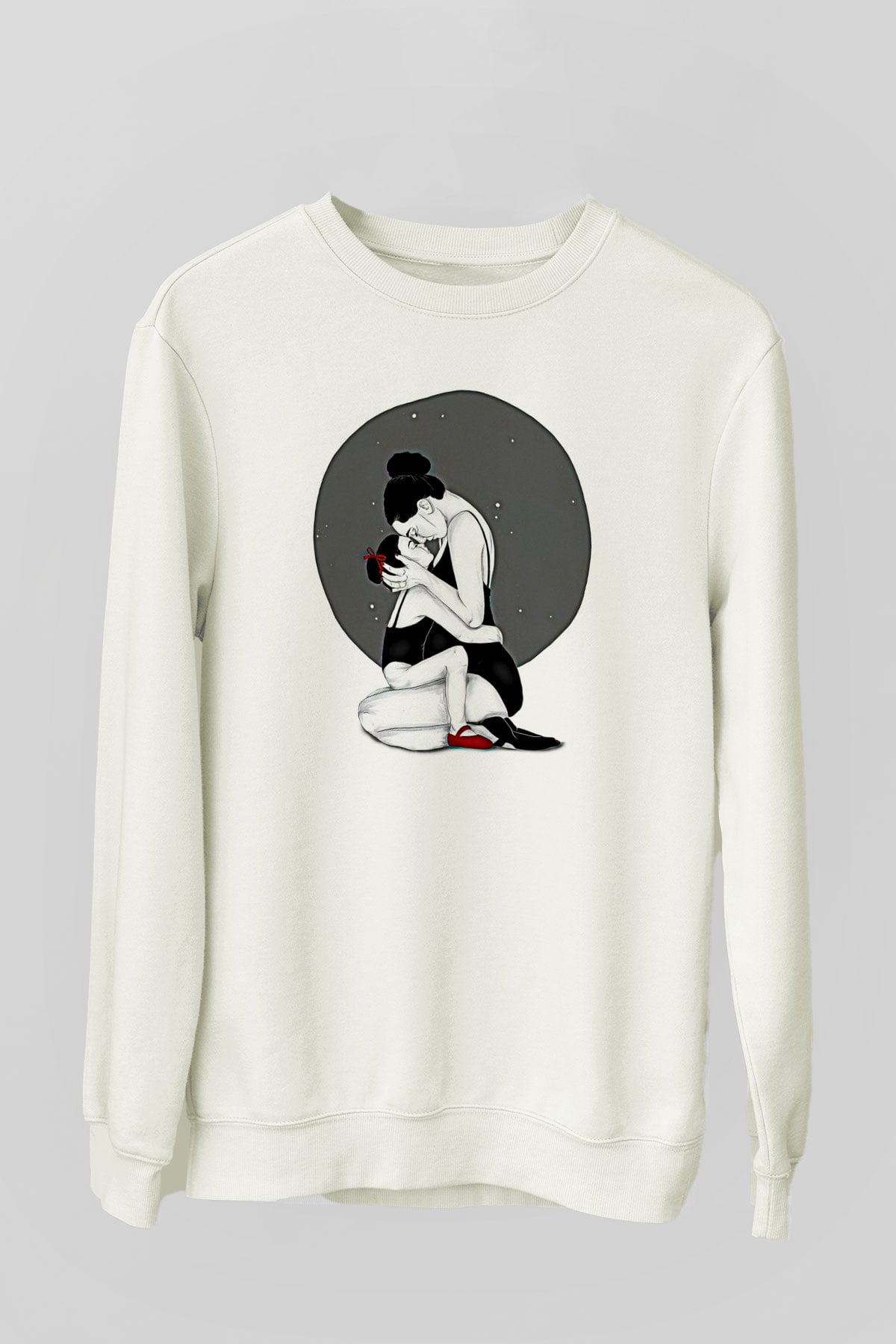 Anneler Günü Baskılı Beyaz Unisex Sweatshirt