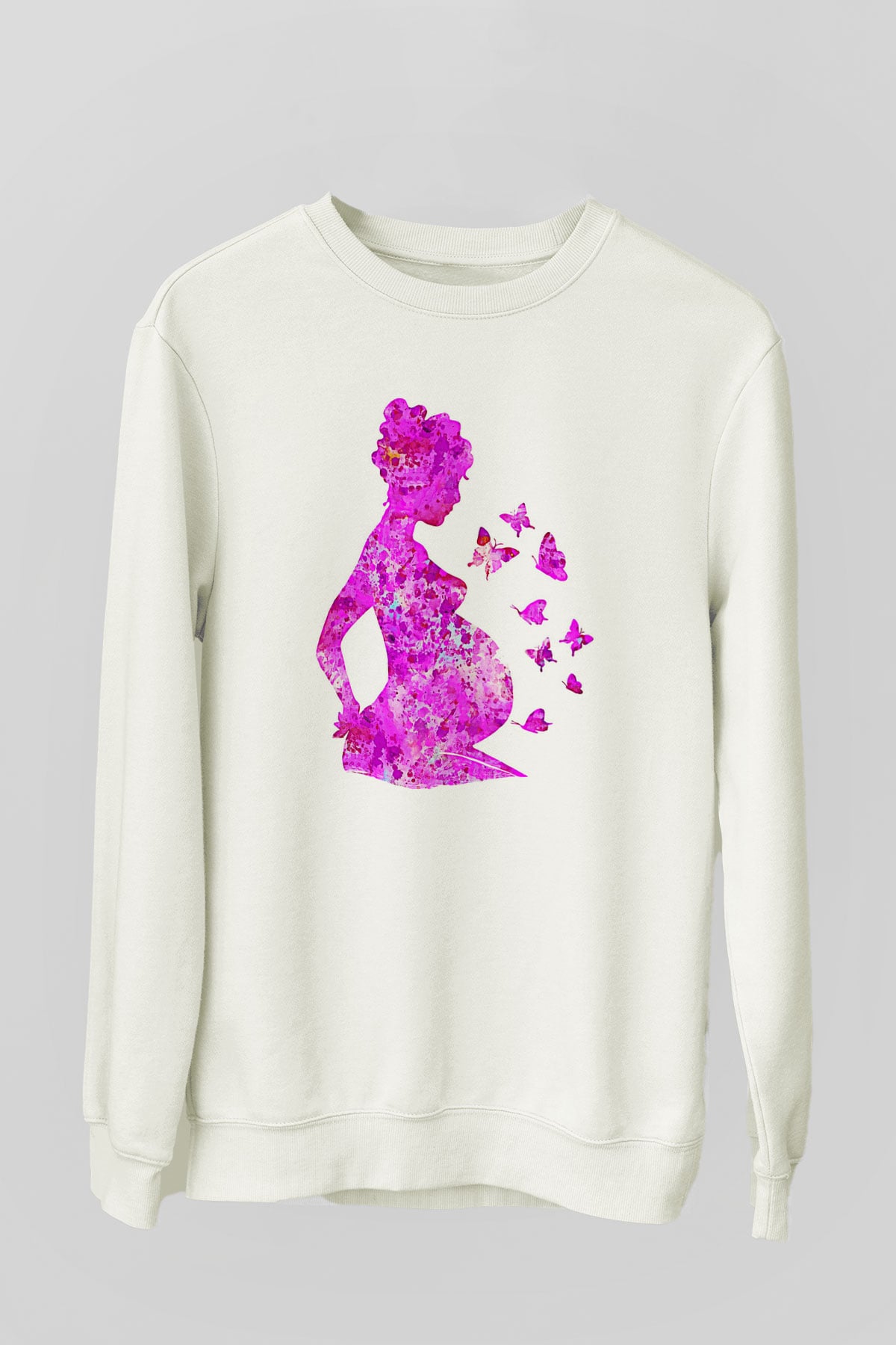 Anneler Günü Baskılı Beyaz Unisex Sweatshirt