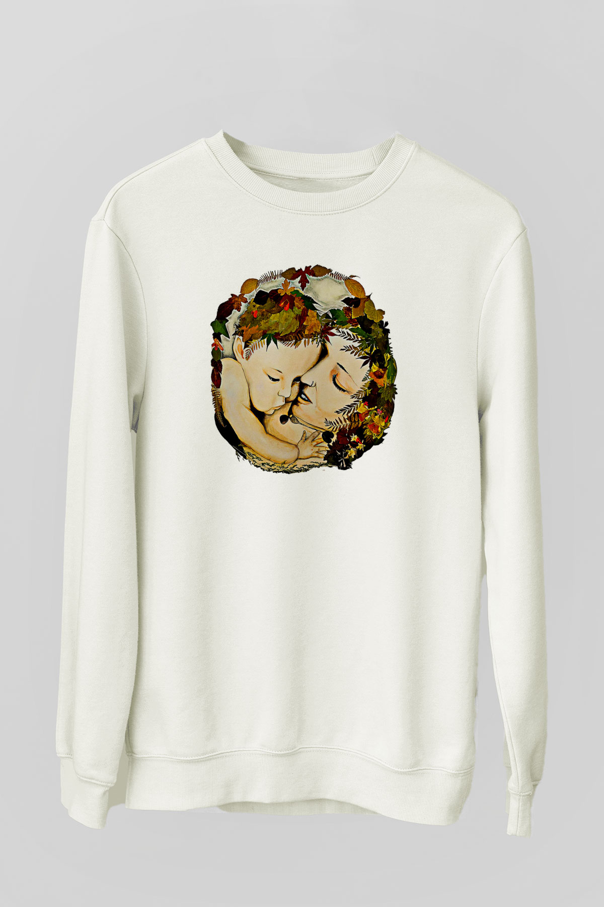 Anneler Günü Baskılı Beyaz Unisex Sweatshirt