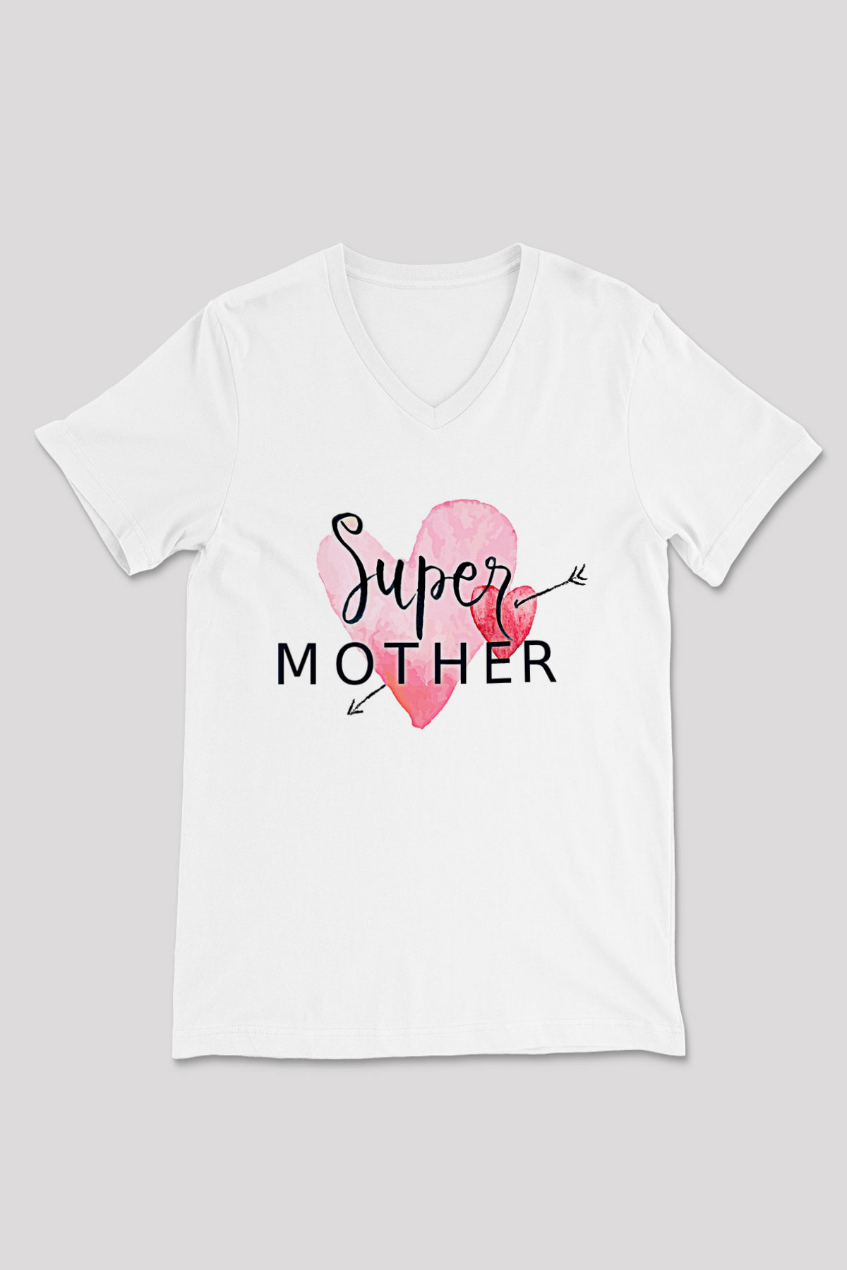 Anneler Günü Baskılı Beyaz Unisex V Yaka Tişört - Tshirt