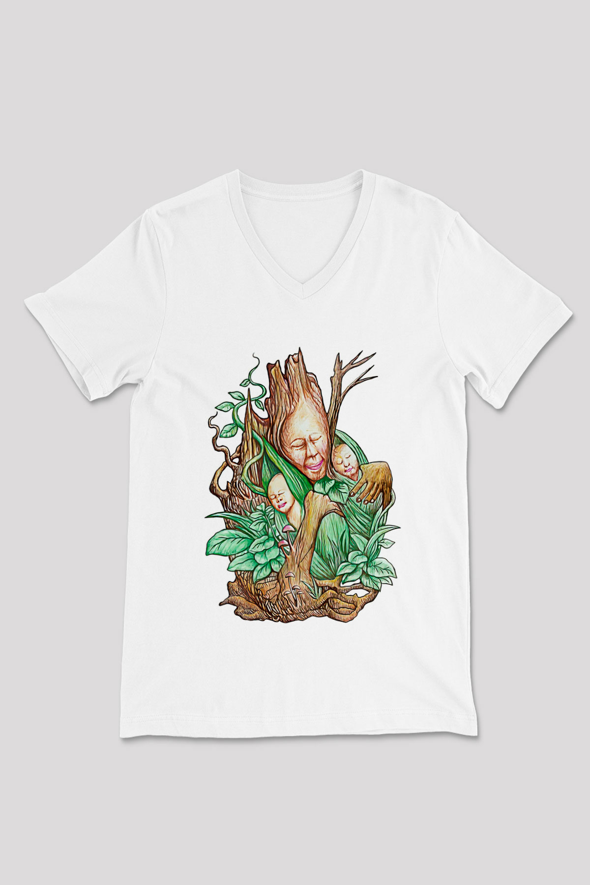 Anneler Günü Baskılı Beyaz Unisex V Yaka Tişört - Tshirt