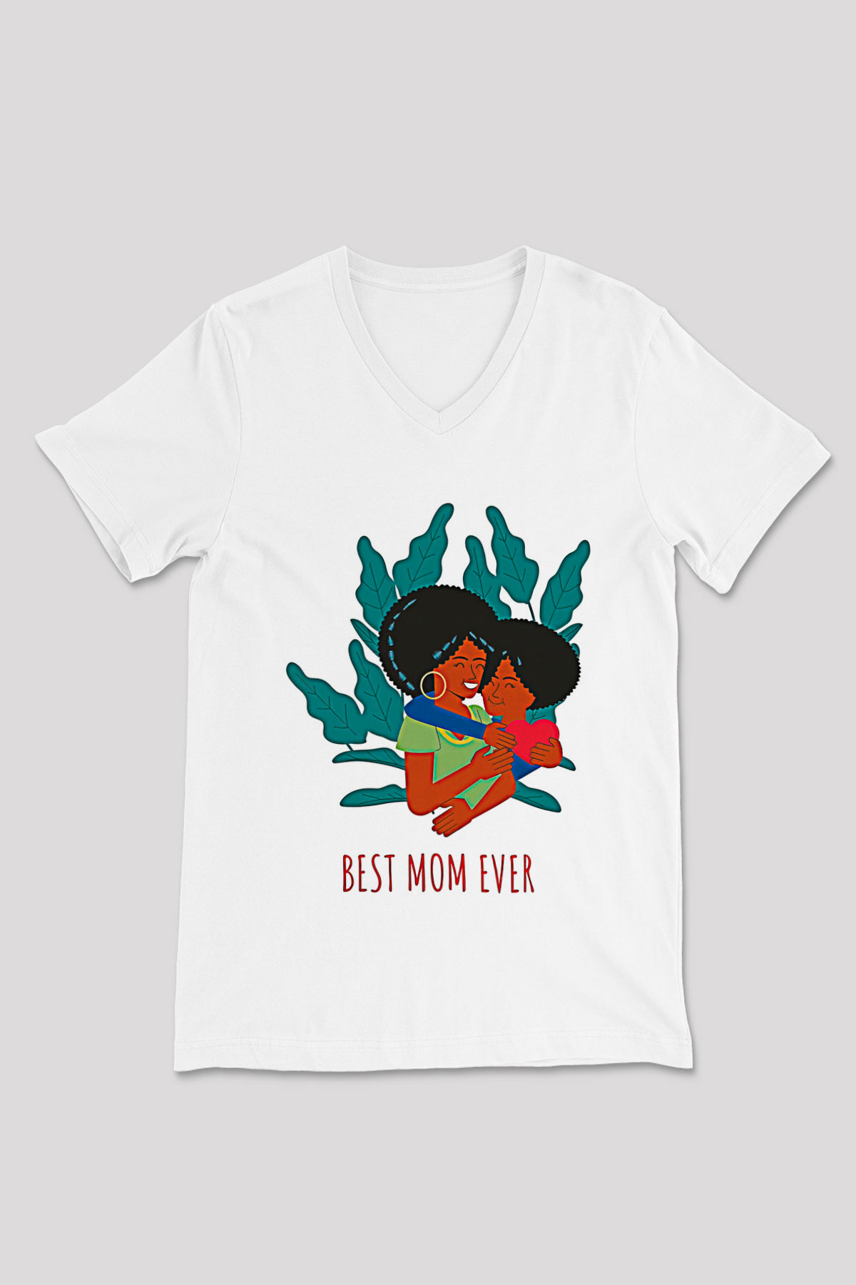 Anneler Günü Baskılı Beyaz Unisex V Yaka Tişört - Tshirt
