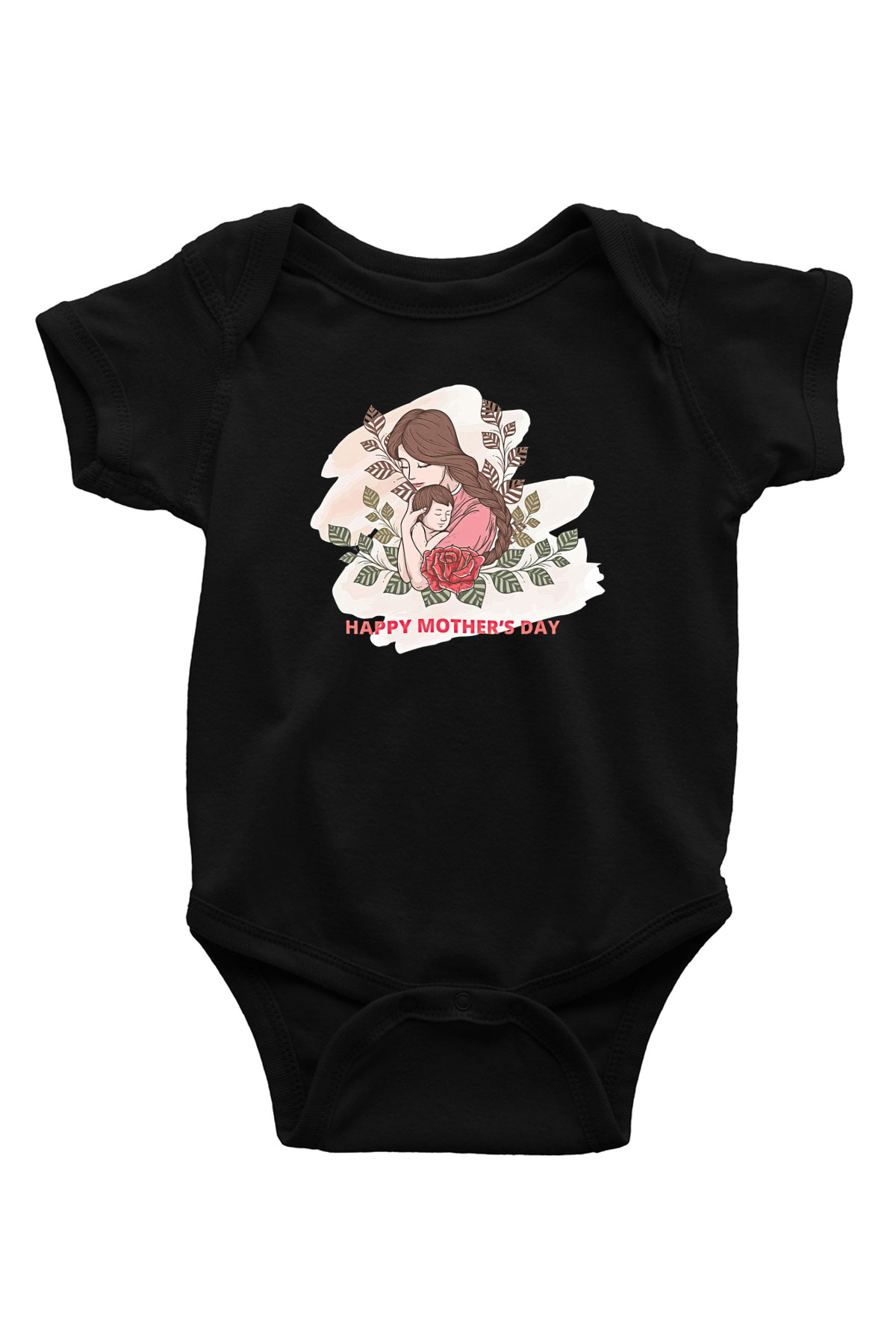 Anneler Günü Baskılı Unisex Siyah Bebek Body - Zıbın
