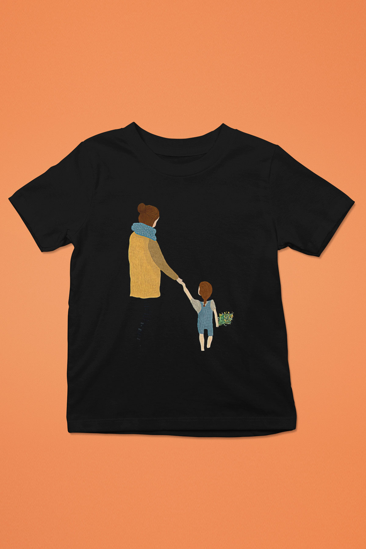 Anneler Günü Baskılı Unisex Siyah Çocuk Tişört - Tshirt
