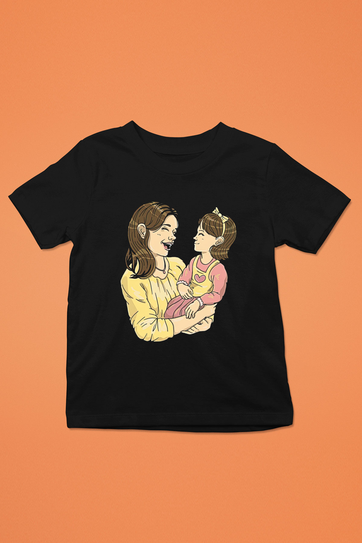 Anneler Günü Baskılı Unisex Siyah Çocuk Tişört - Tshirt