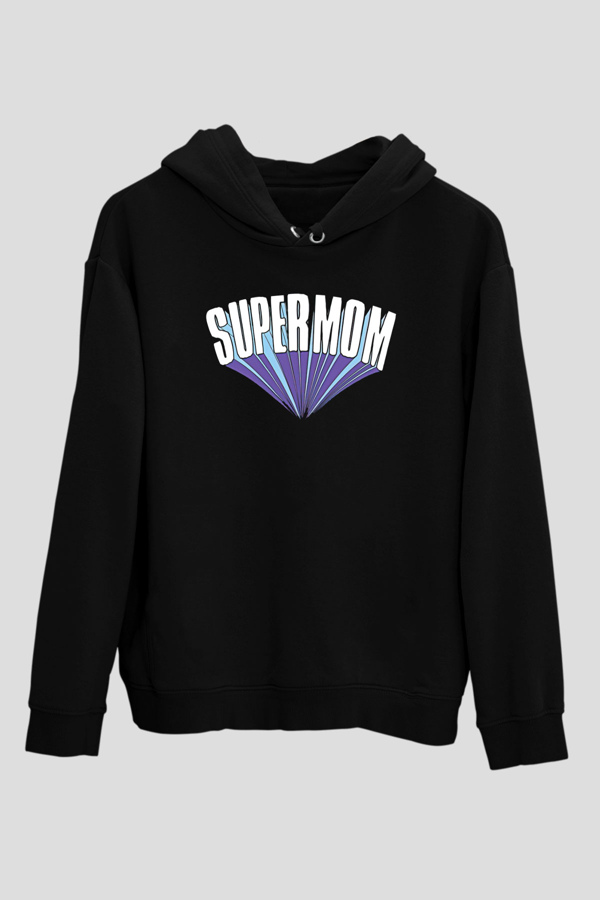 Anneler Günü Baskılı Unisex Siyah Hoodie