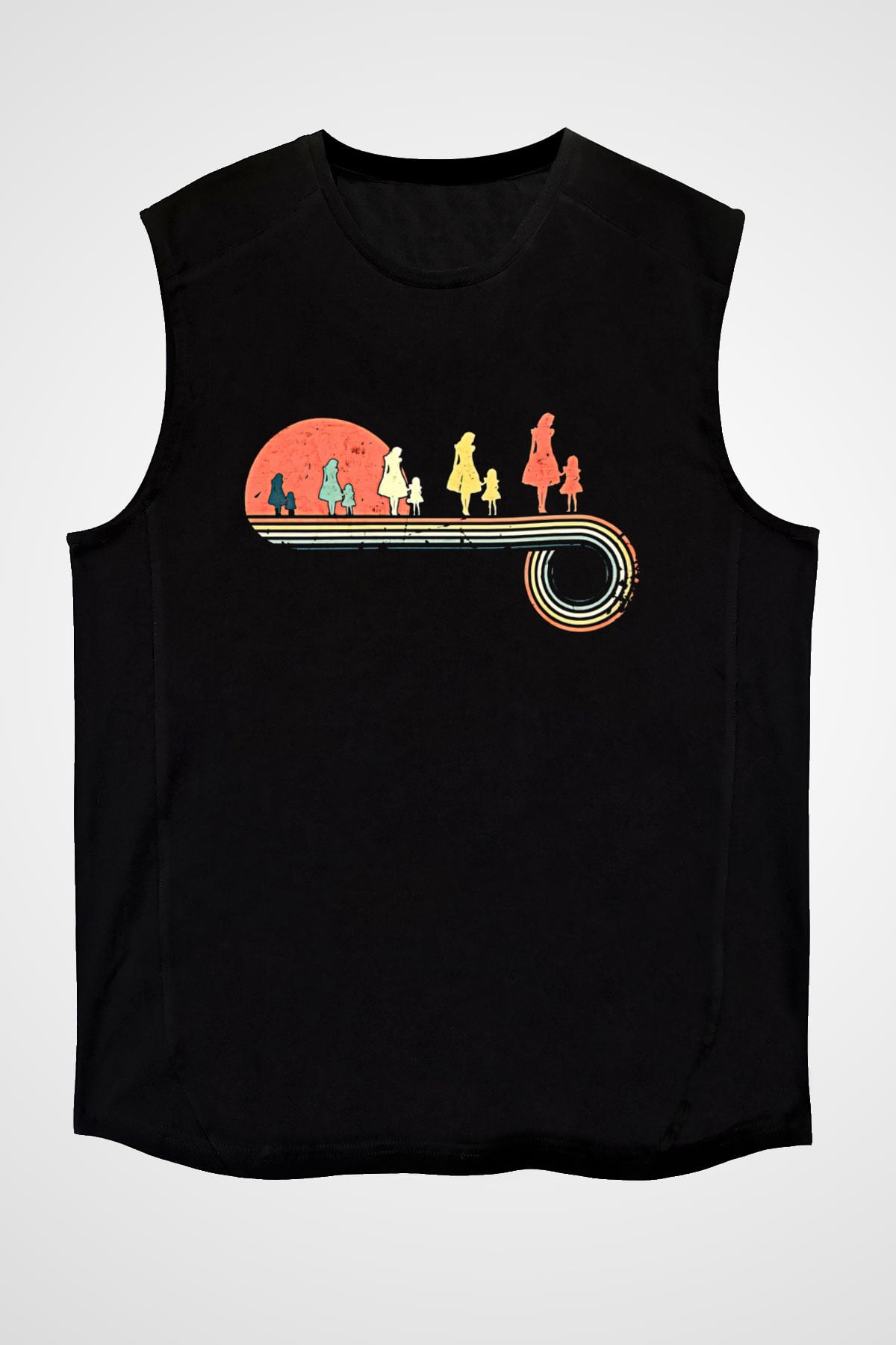 Anneler Günü Baskılı Unisex Siyah Kolsuz Tişört - Tshirt