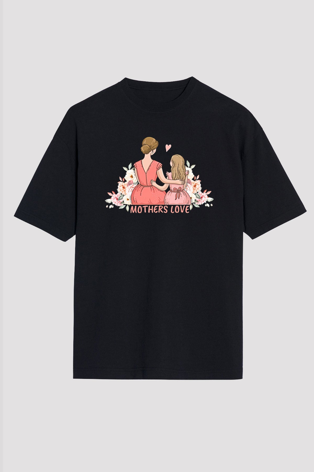 Anneler Günü Baskılı Unisex Siyah Oversize Tişört - Tshirt
