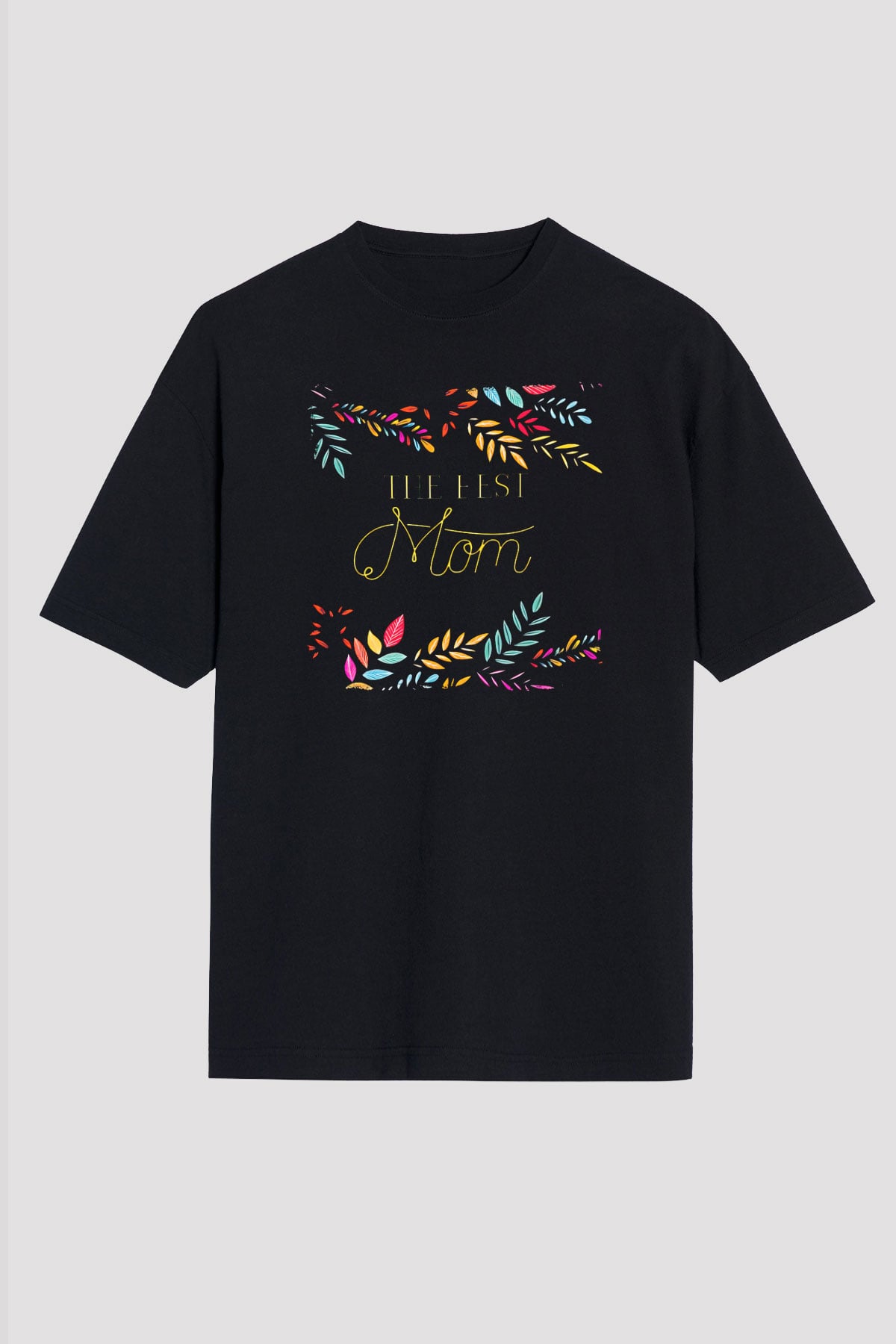 Anneler Günü Baskılı Unisex Siyah Oversize Tişört - Tshirt