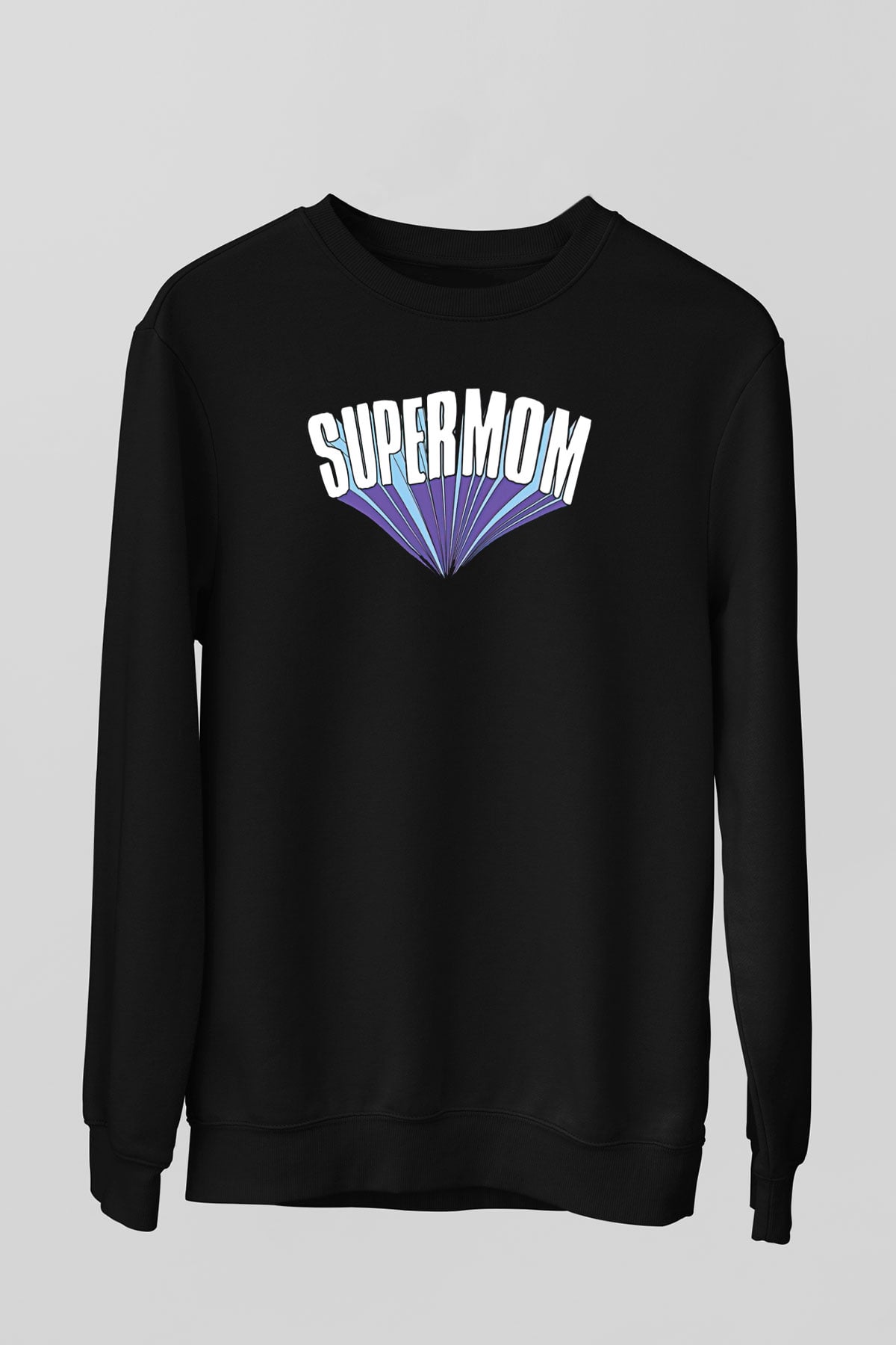 Anneler Günü Baskılı Unisex Siyah Sweatshirt