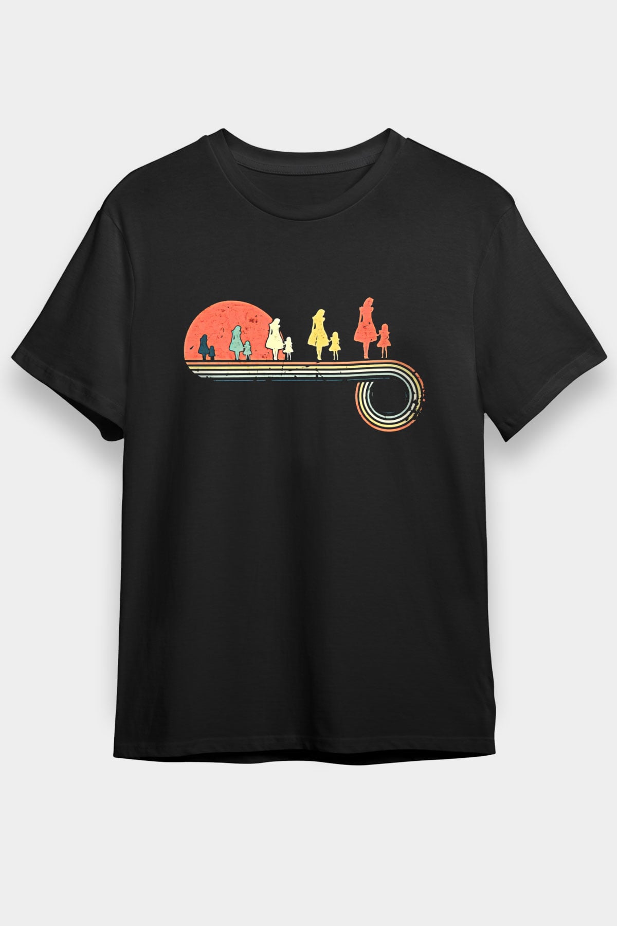 Anneler Günü Baskılı Unisex Siyah Tişört - Tshirt
